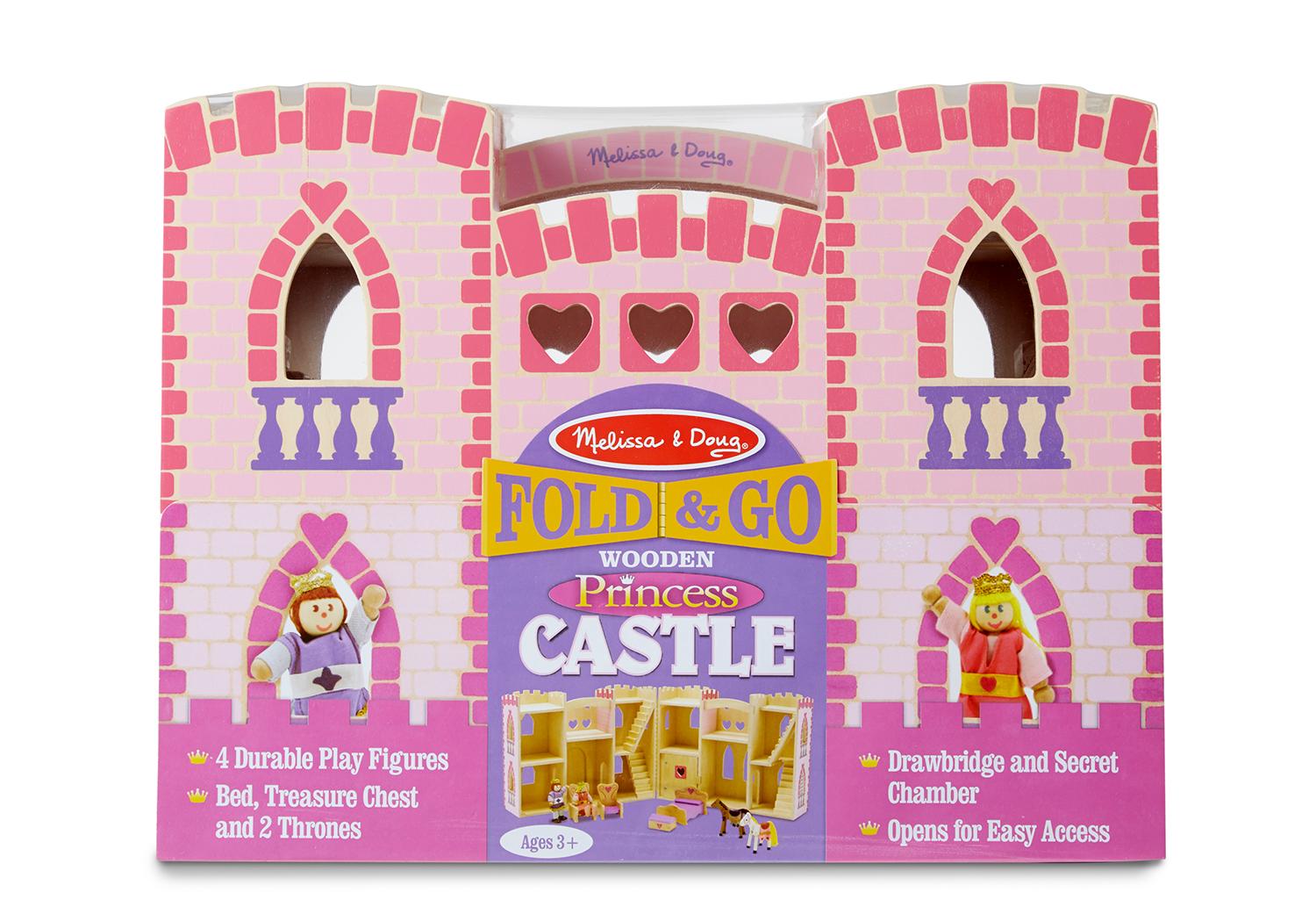 Melissa & Doug Fold and Go Wooden Princess Castle With 2
