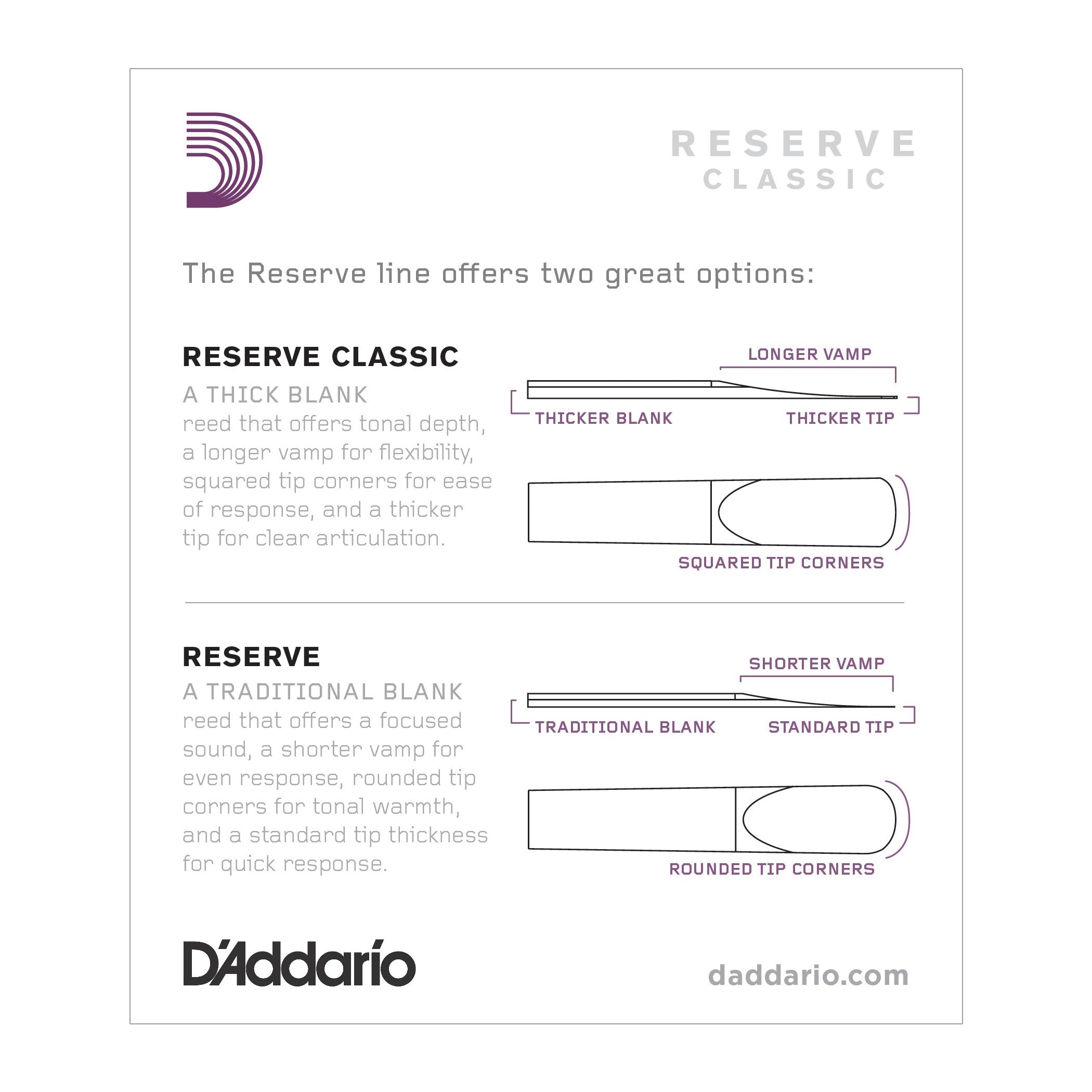 D'Addario Reserve Classic Bb Reeds, Strength 4.0