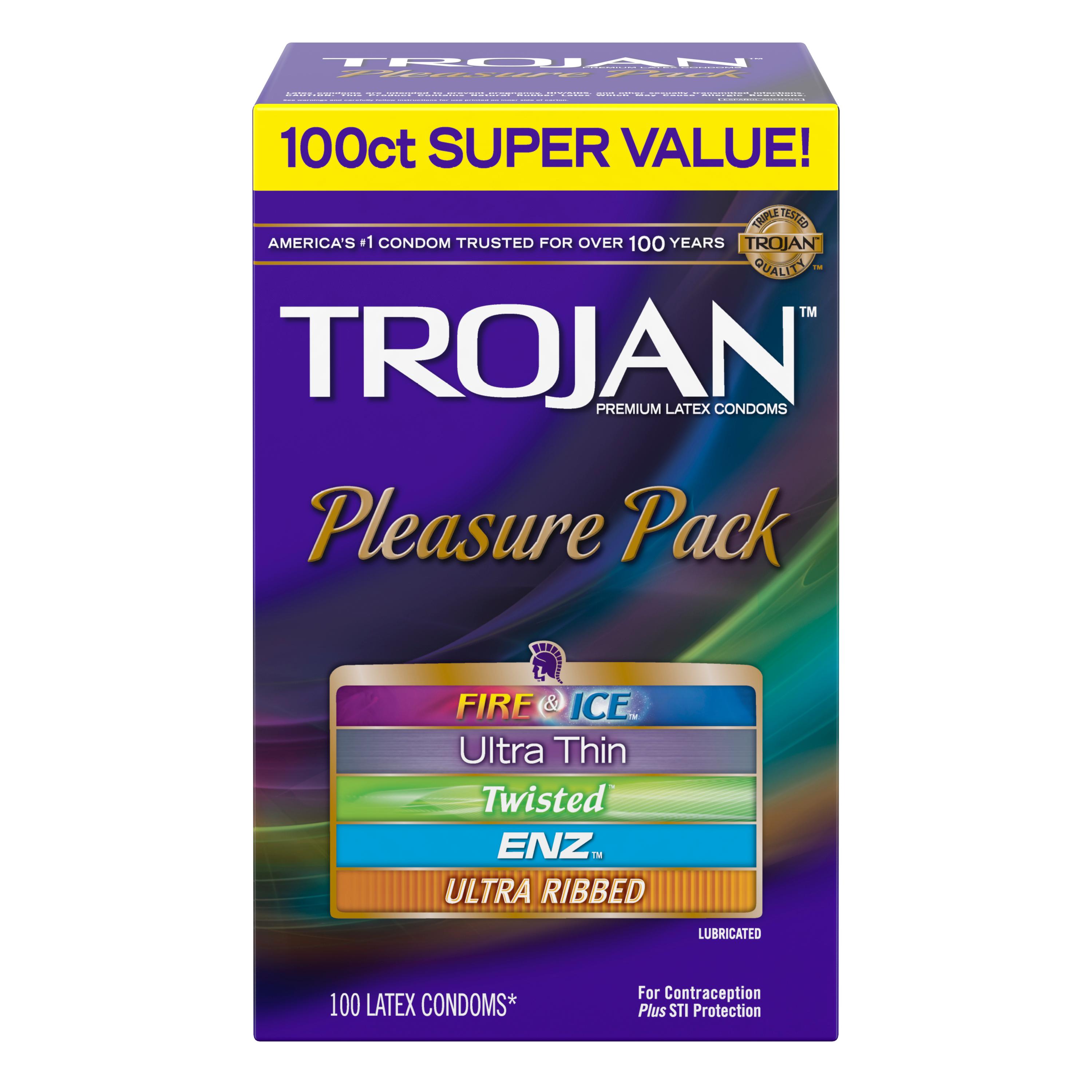 Trojan Super Value Pleasure Pack Lubricated Condoms, 100 Count Amazon