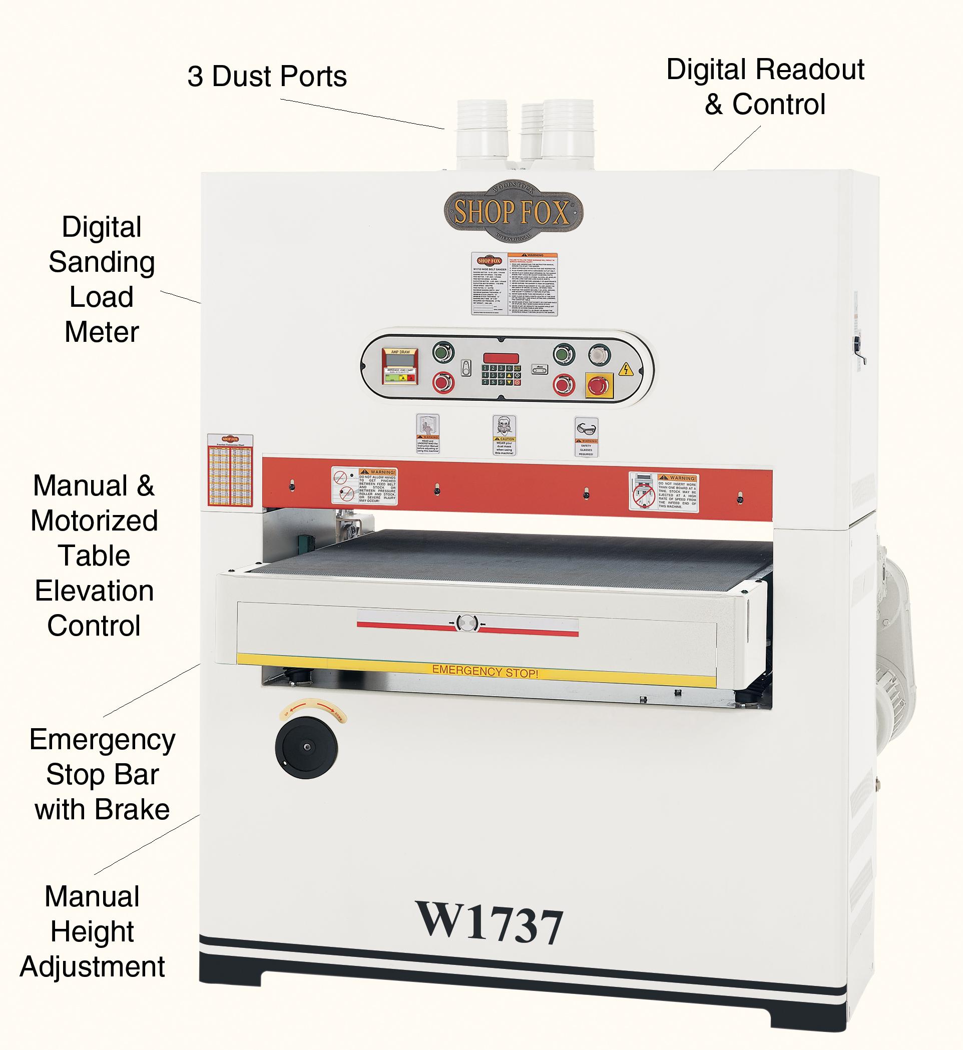 SHOP FOX W1737 37Inch Single Phase Widebelt Sander Power Belt