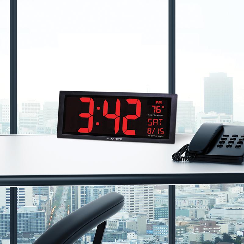 Big Digital Wall Clock Large LED Display School Office Electronic w Temperature