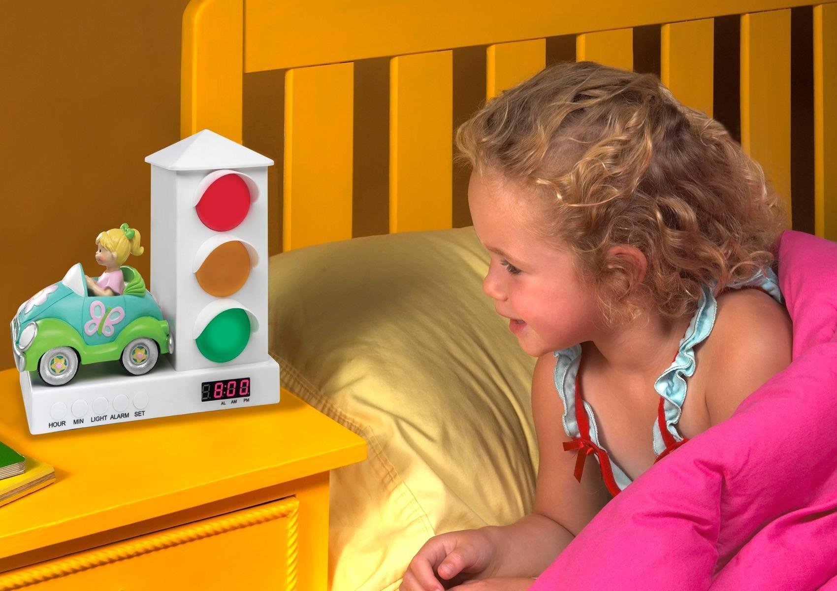 Stoplight Sleep Enhancing Alarm Clock for Kids, Red and