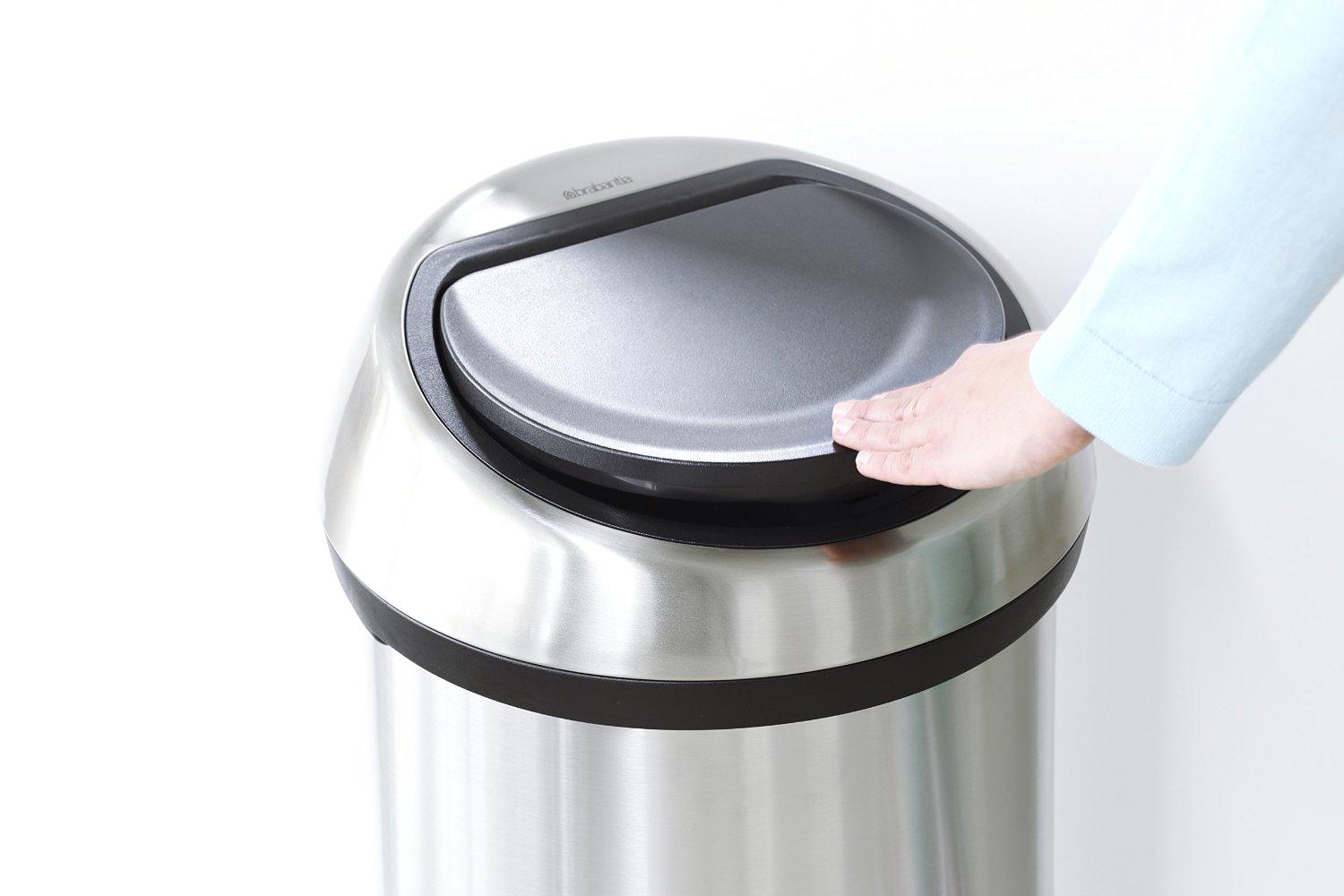Amazon Brabantia Touch Trash Can 16 Gallon 60 Liter Matte Steel Fingerprint Proof 484506 