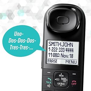 Panasonic KX-TGL433B Talking Caller ID in English and Spanish