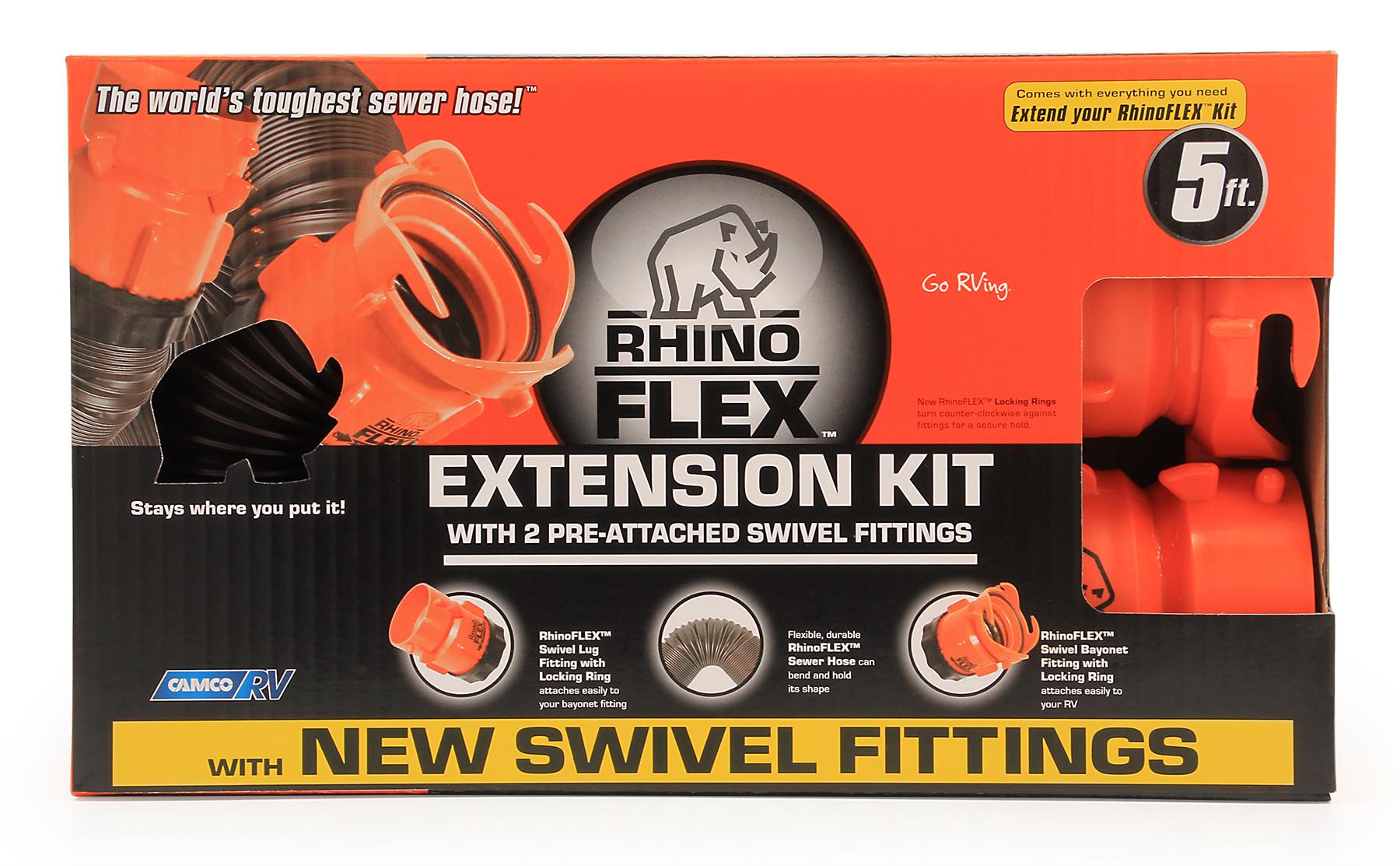 Camco RhinoFLEX 5ft RV Sewer Hose Extension Kit with Swivel