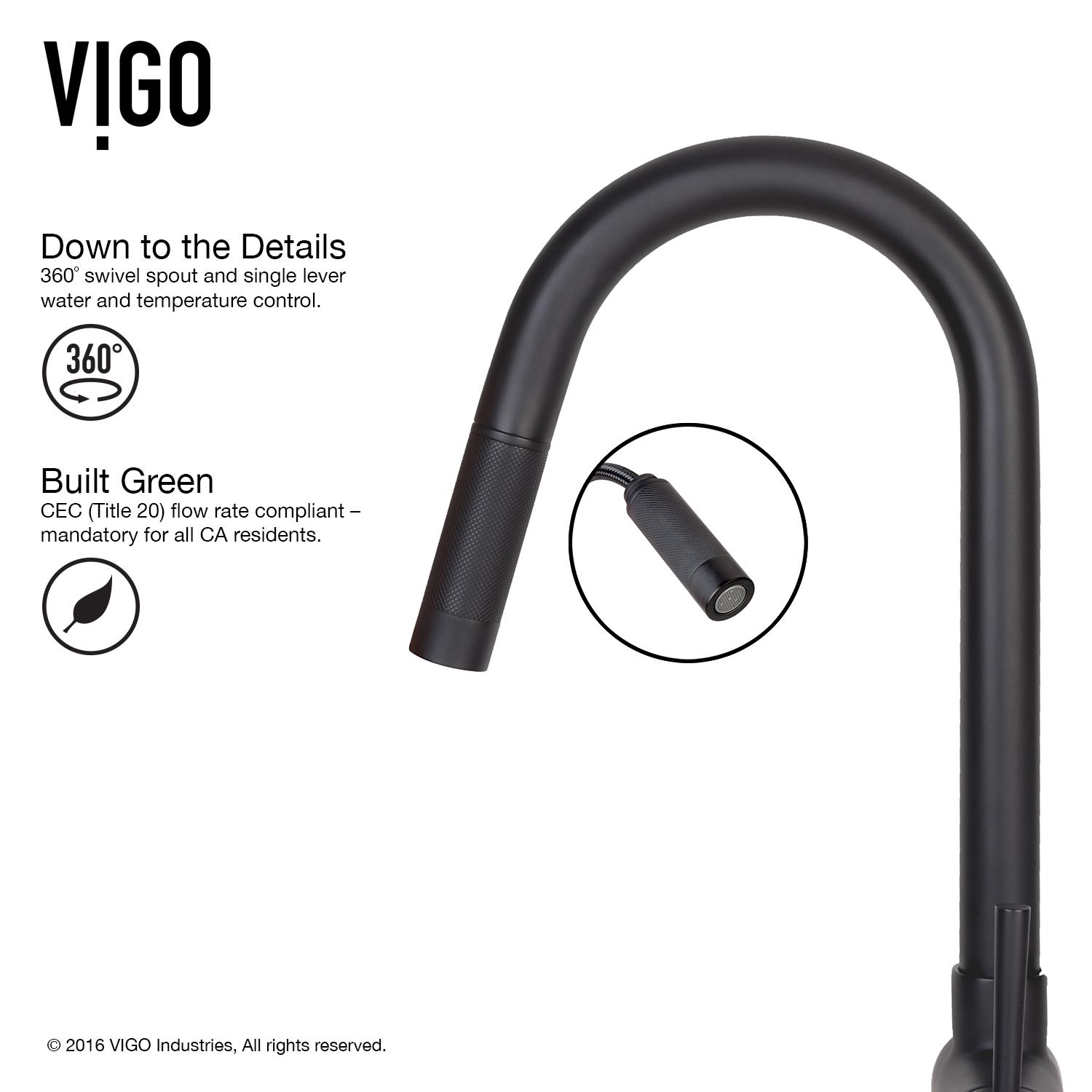 VIGO VG02008MB Gramercy Solid Brass Single Handle Pull Down Sprayer
