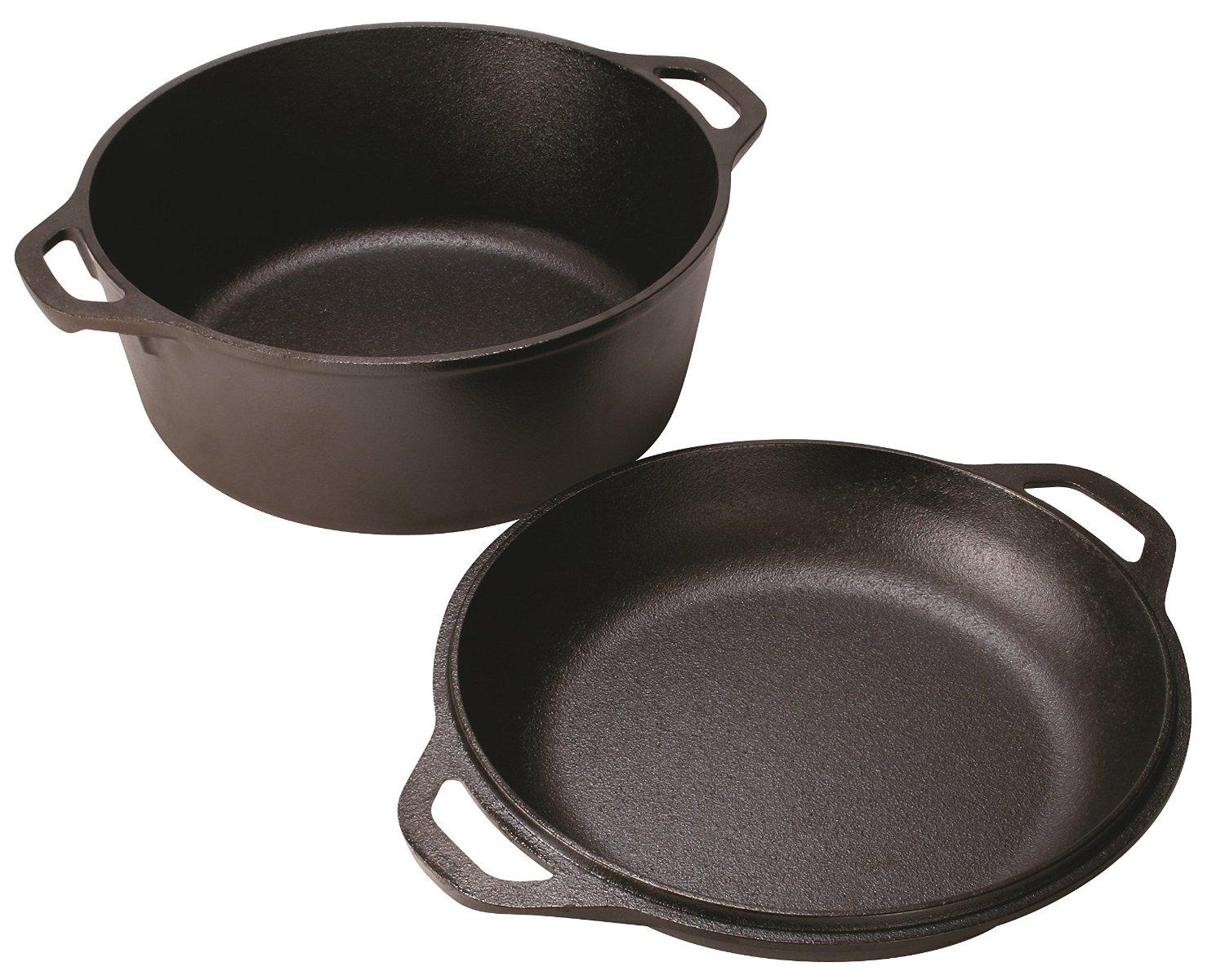 Lodge L8DD3 Cast Iron Double Dutch Oven, 5Quart Cast Iron