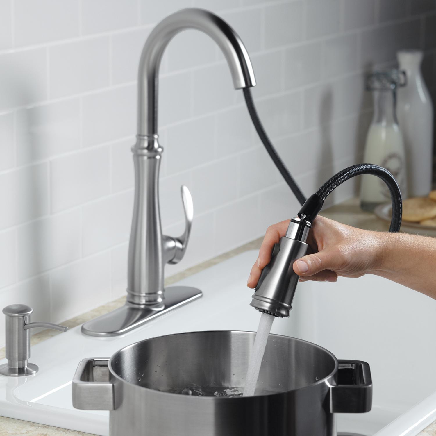 Kohler K560VS Bellera PullDown Kitchen Faucet, Vibrant Stainless
