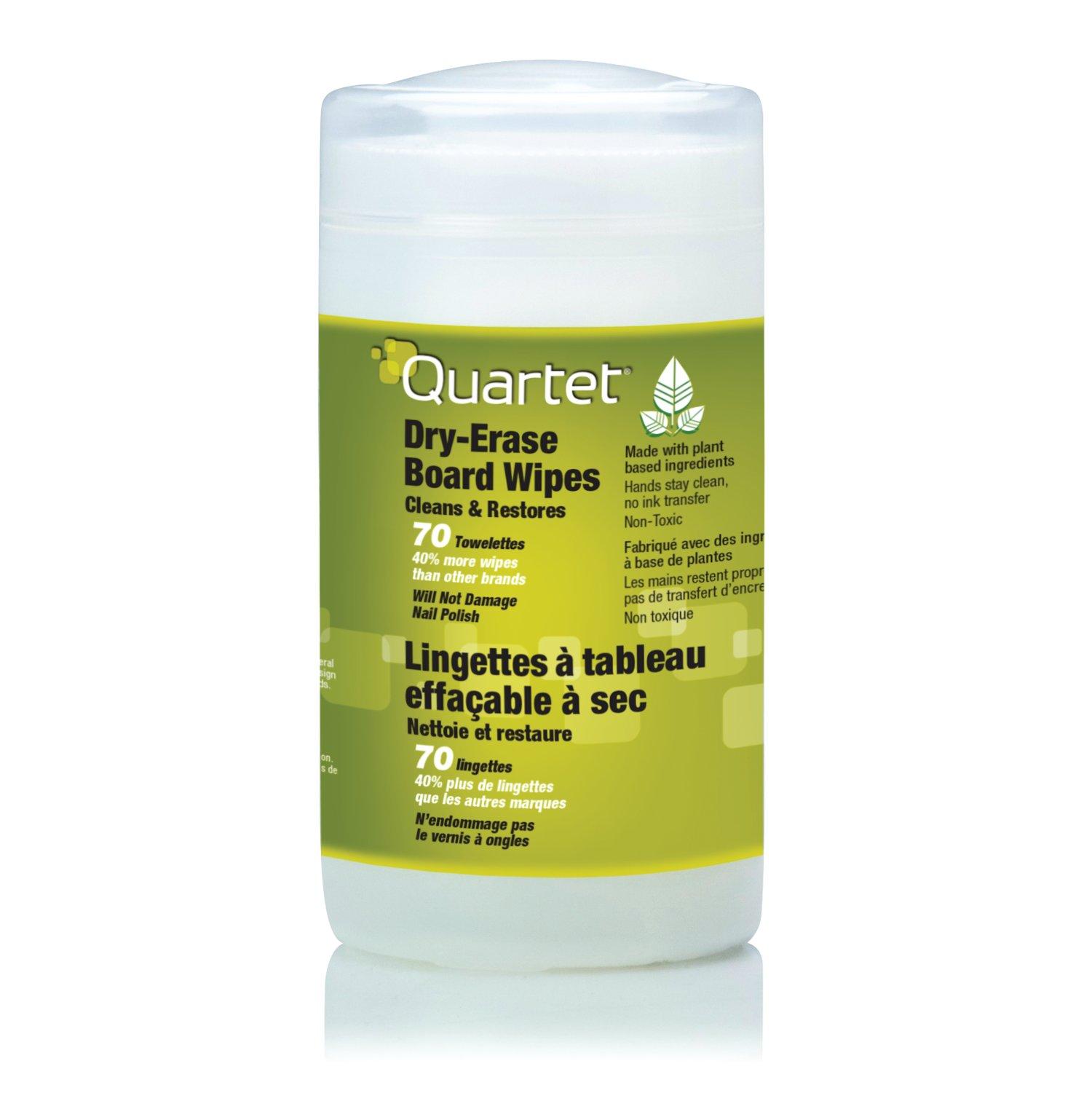 Quartet Dry Erase Cleaning Wipes, 70 Sheets, NonToxic Disposable Whiteboard Wipes