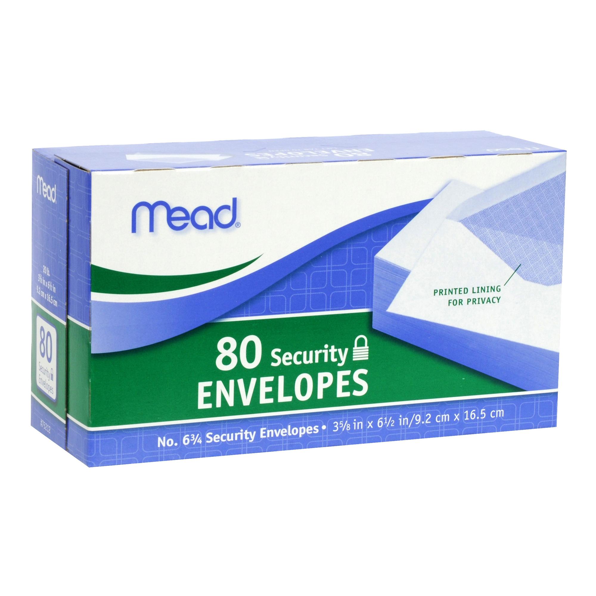 Mead 6 3/4 Security Envelopes, 80 Count (75212