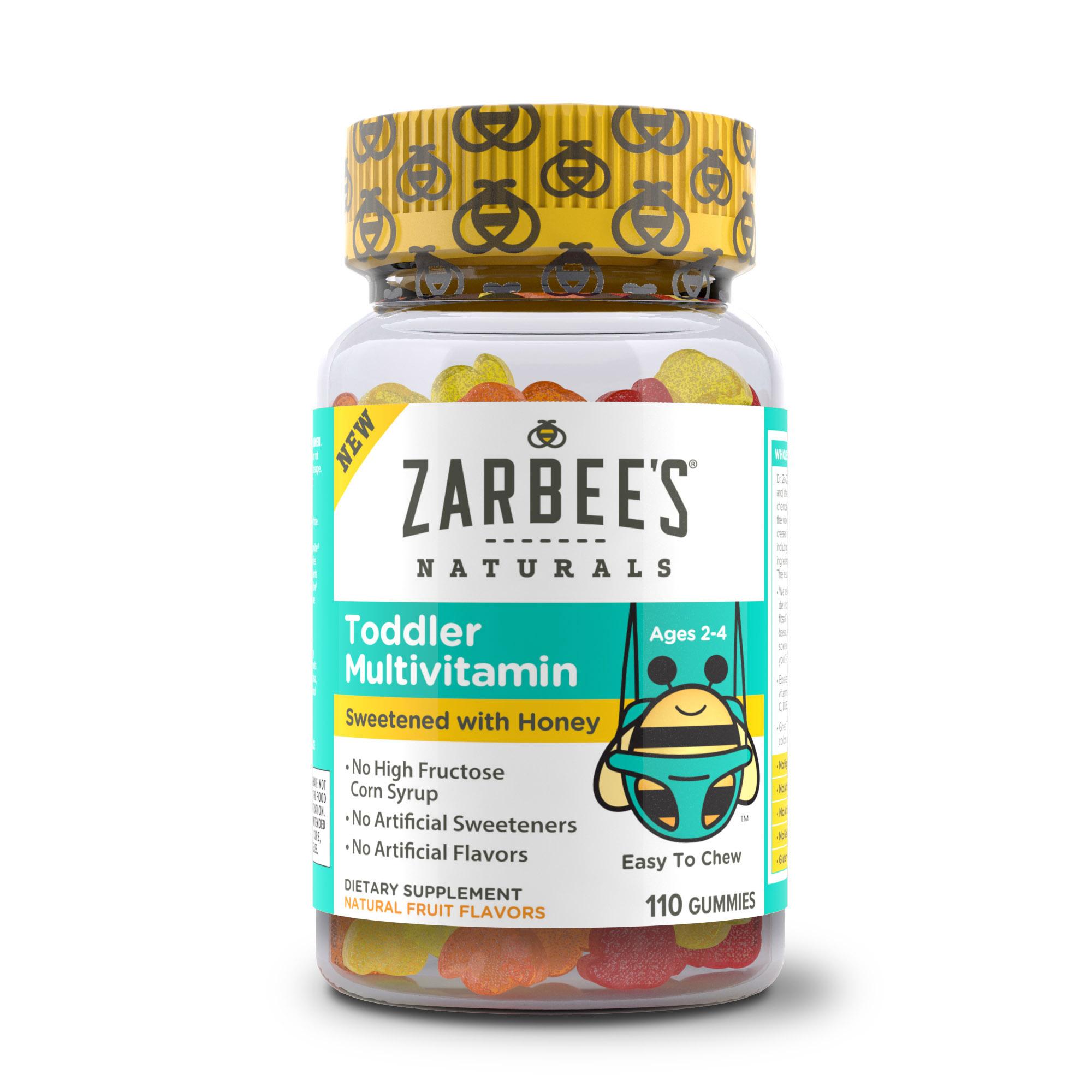 Zarbee's Naturals Toddler Multivitamin Gummies, Ages 24, Natural Fruit Flavors, 110