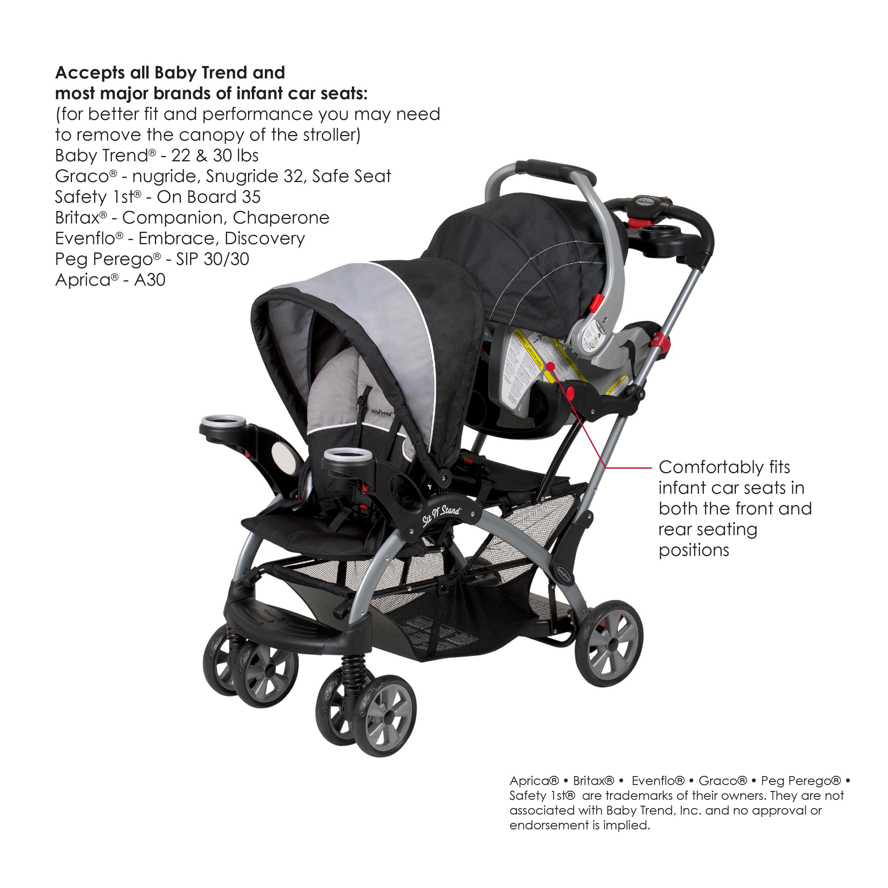 Baby Trend Sit N Stand Ultra Tandem Stroller, Phantom Baby