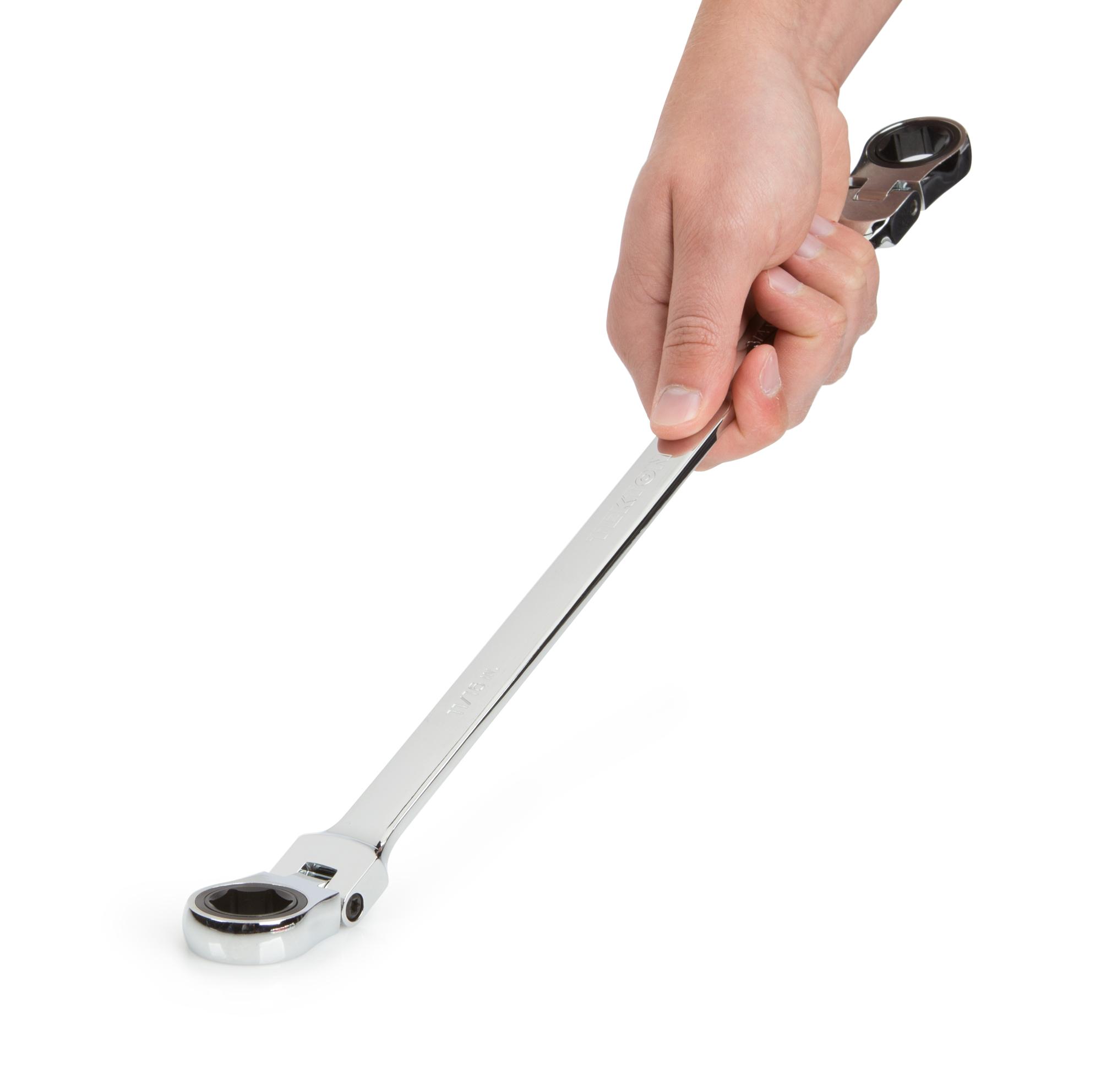 TEKTON WRN77009 Extra Long FlexHead Ratcheting Box End Wrench, 11/16