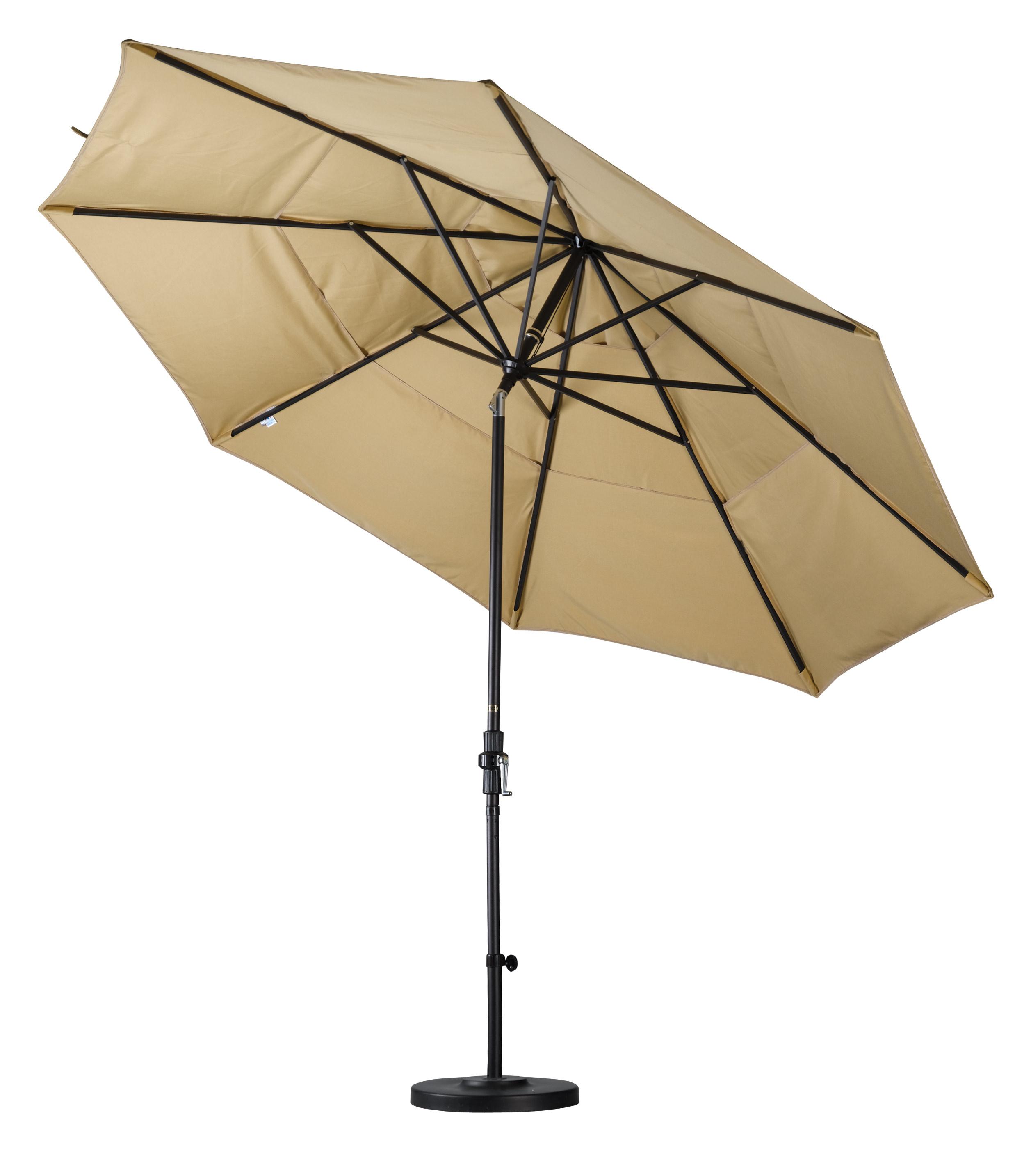 California Umbrella 11' Round Aluminum Market Umbrella, Crank Lift, Collar Tilt