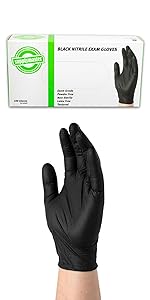 Black, Nitrile, Glove, Box, Disposable Gloves, Latex Rubber Free, Medical Exam Gloves, Powder Free