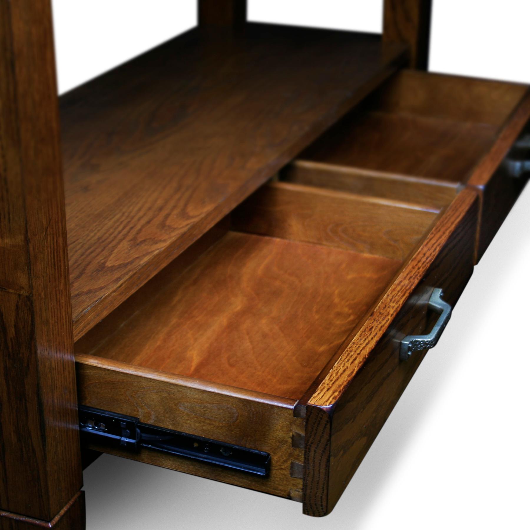Slatestone Oak Storage Console Table Rustic Oak Finish