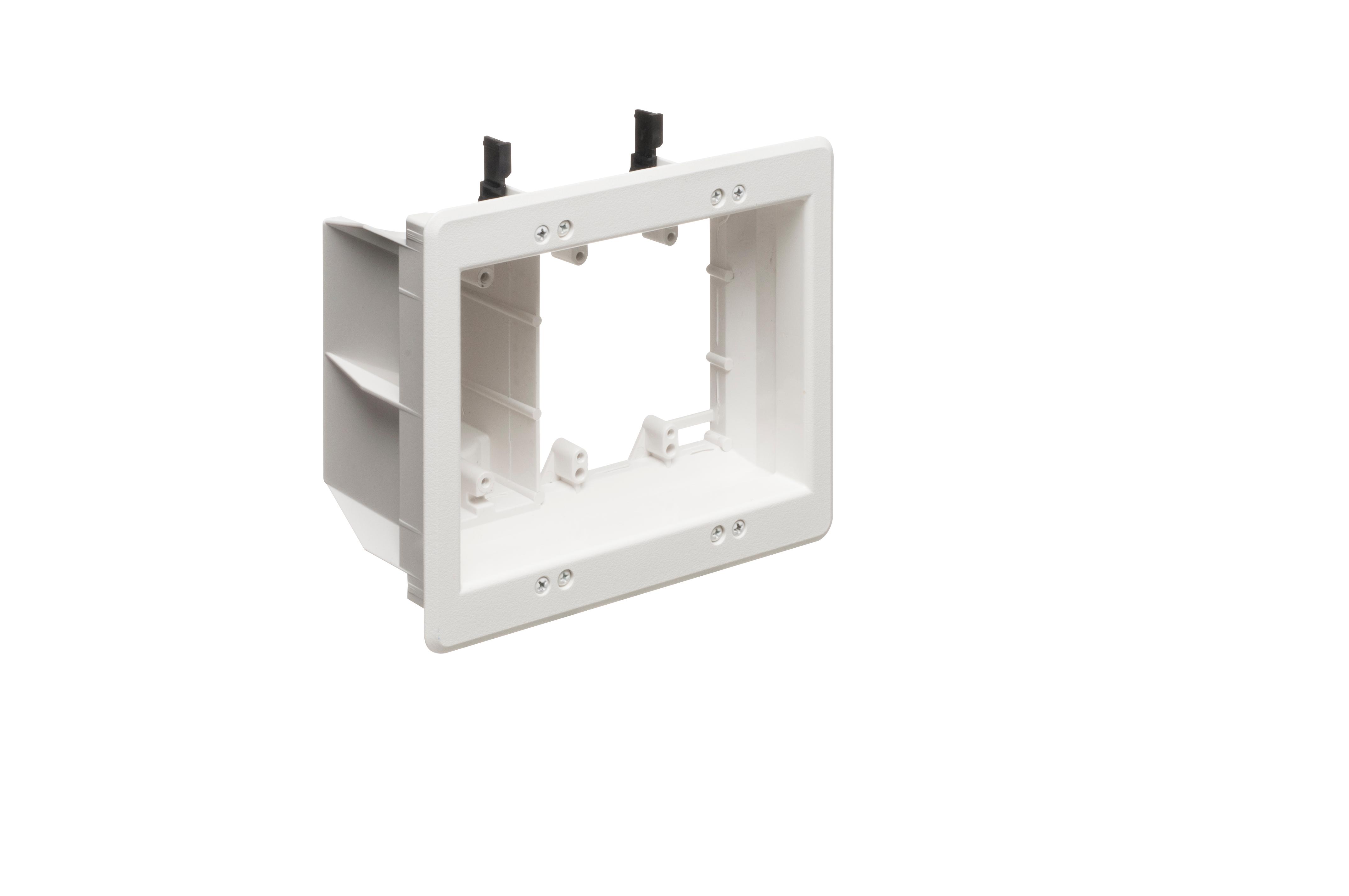 Arlington TVBU5071 TV Box Recessed Outlet Wall Plate Kit, 3Gang, White, 1Pack