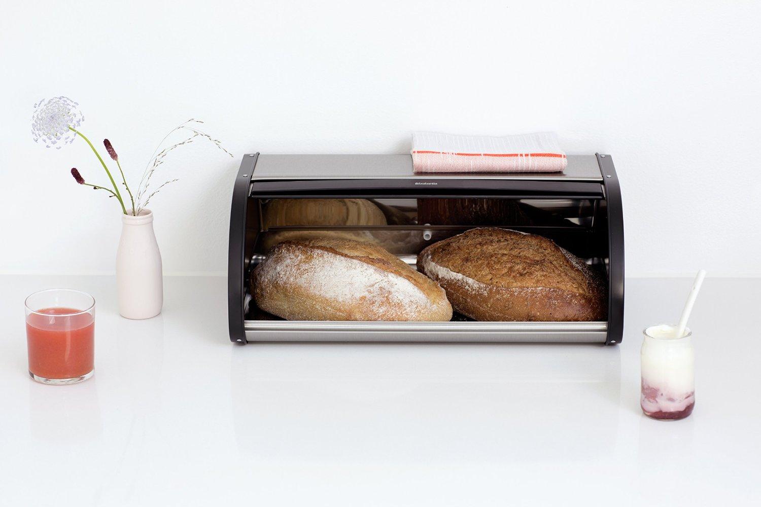 Brabantia Roll Top Bread Box Matte Steel Fingerprint