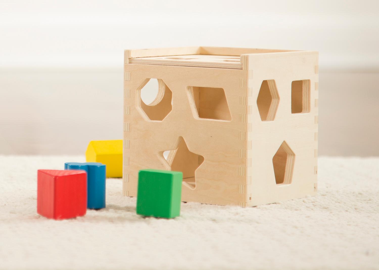 Melissa & Doug Shape Sorting Cube Classic Wooden Toy With