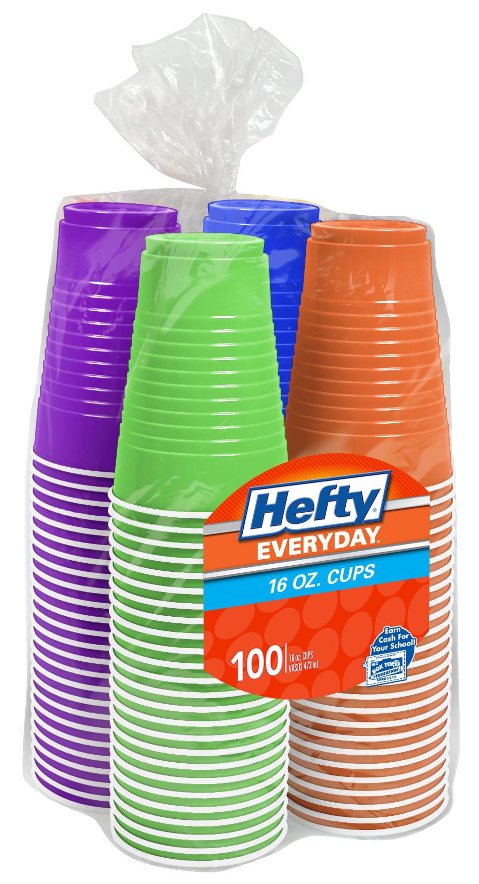 Hefty Everyday Plastic Party Cups (Assorted Colors, 16 Ounce, 100 Count