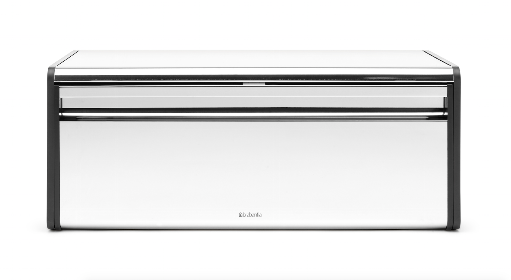 Brabantia Fall Front Bread Box Brilliant Steel with Black Sides, 163463 Extra