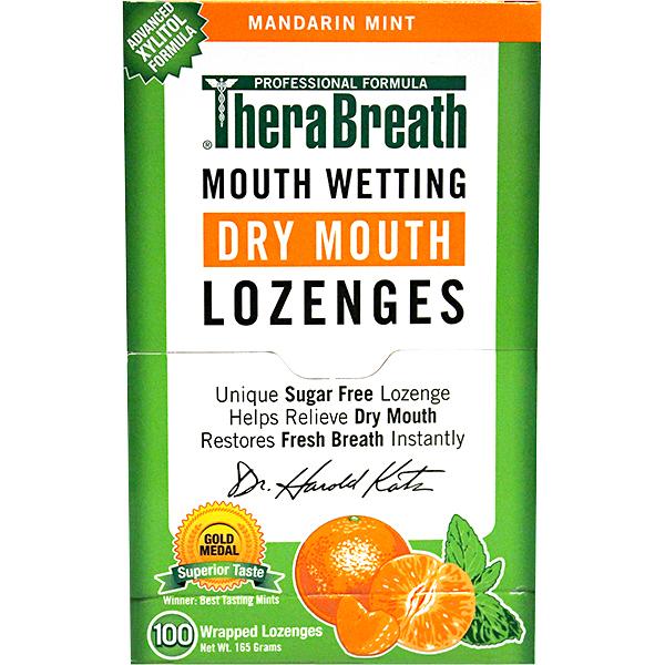 TheraBreath Dry Mouth Dentist Formulated Lozenges, Sugar Free, Mandarin Mint Flavor
