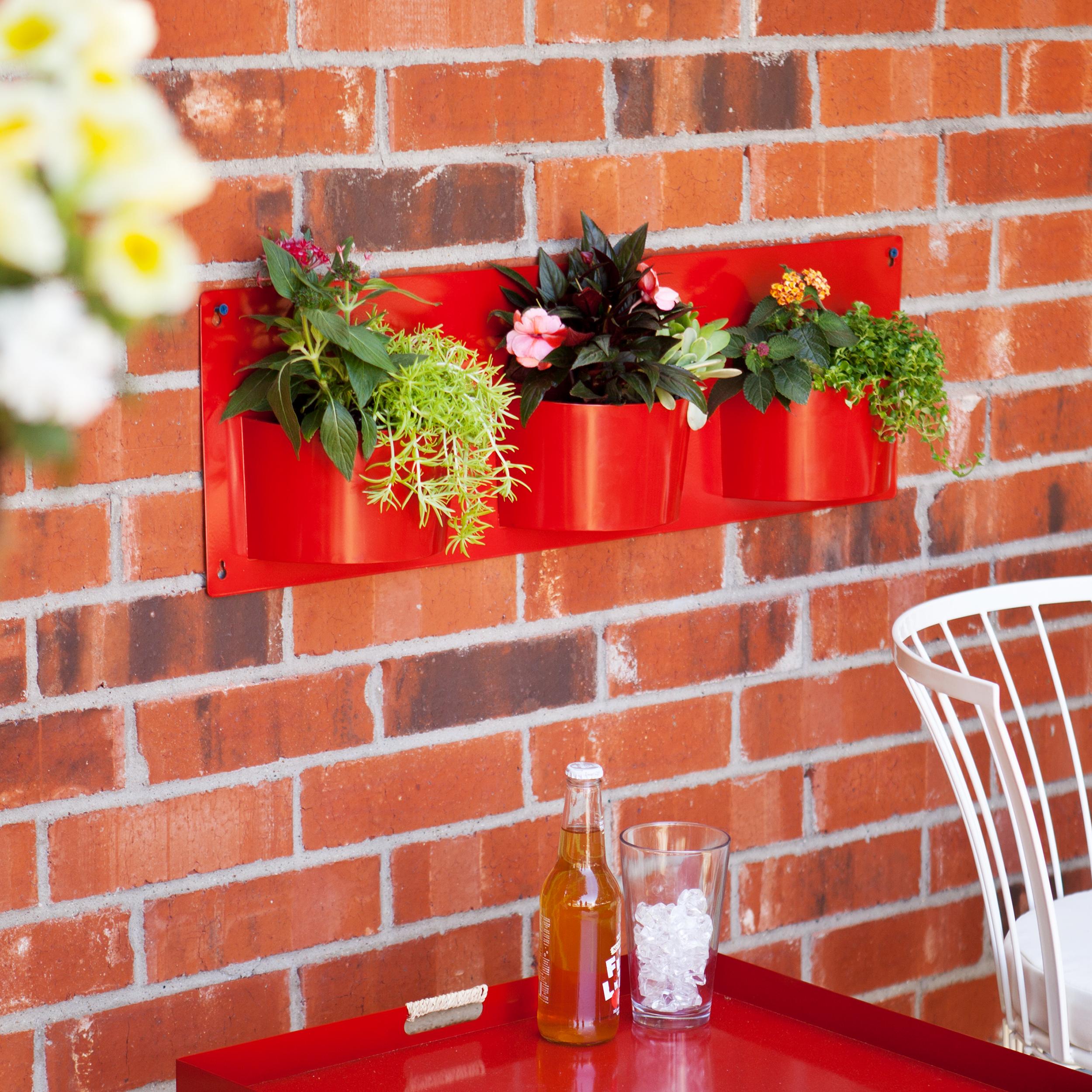 SEI Gregory Indoor/Outdoor Metal WallMount Storage for Plants, Red Planter Boxes