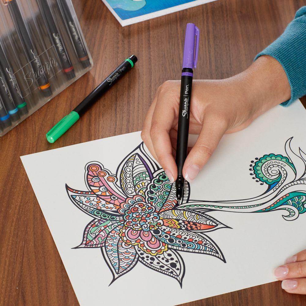 Sharpie Art Pens, Fine Point, Assorted Colors, Hard Case