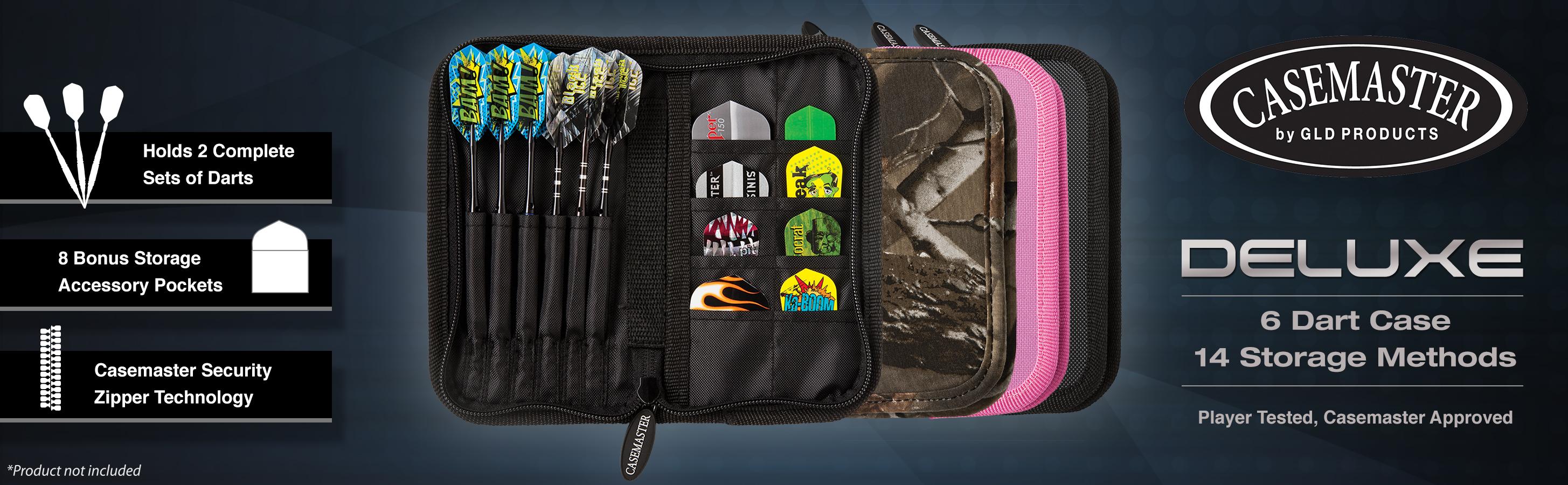 Casemaster Deluxe 6 Dart Nylon Storage/Travel Case, Black Dart Carrying Cases And