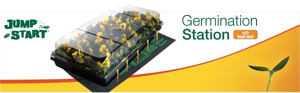 Germination Station with Heat Mat, tray, 72 cell pack, 2" humidity dome