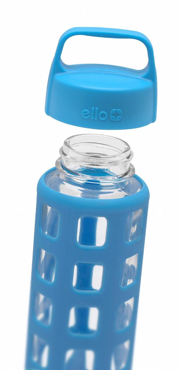 Ello Pure BPAFree Glass Water Bottle with Lid, Blue