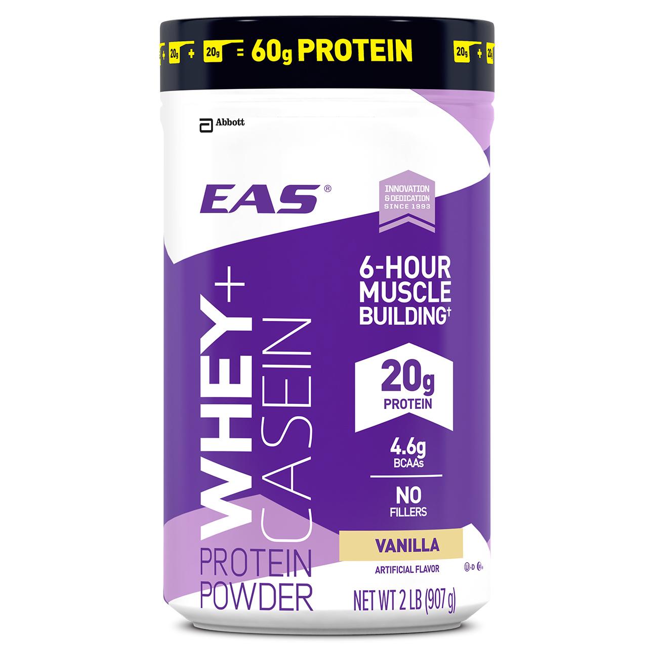 EAS Whey + Casein Protein Powder, Vanilla, 2 Pound Health