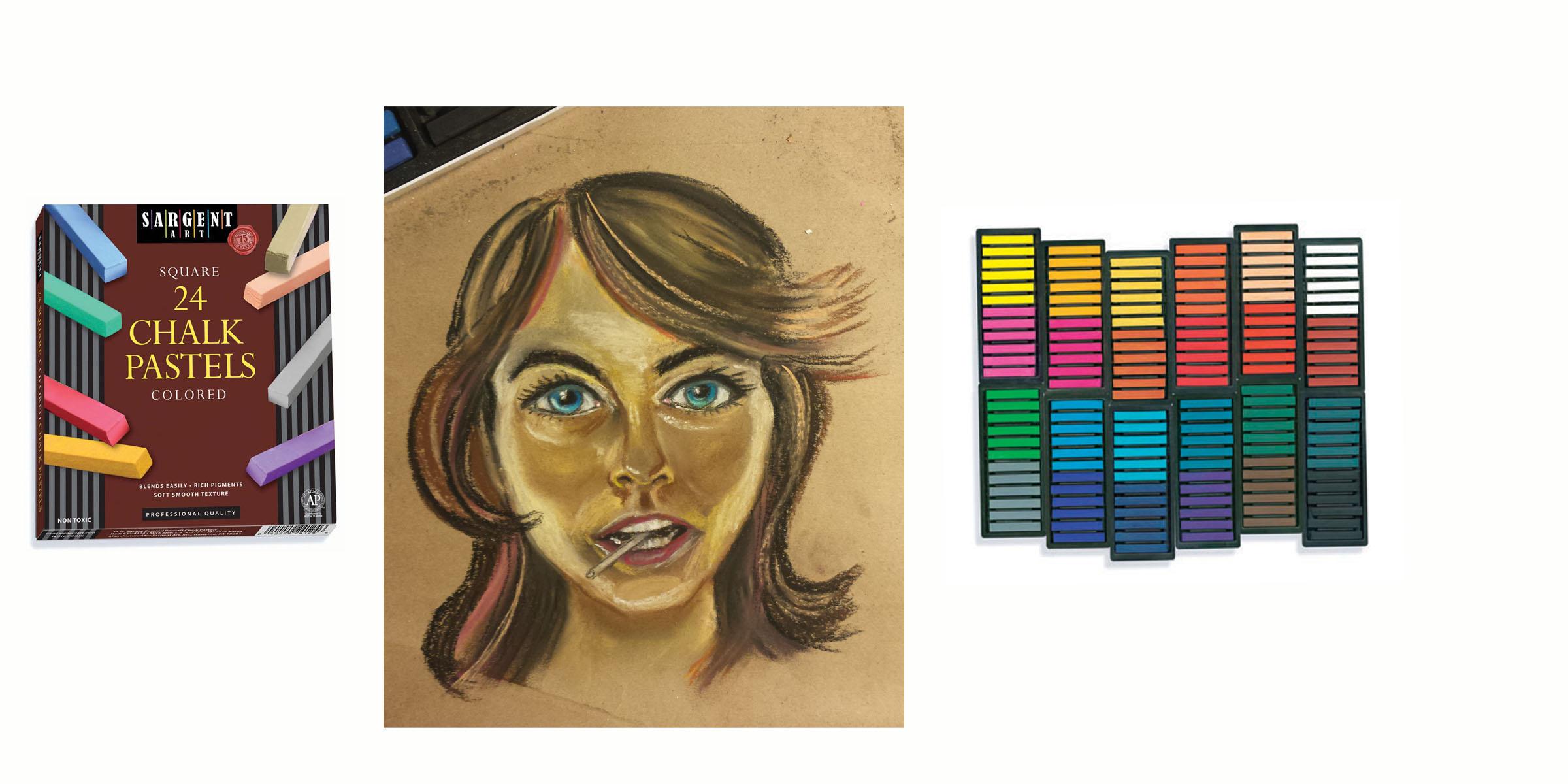 Sargent Art 224112 Colored Square Chalk Pastels, 12 Count