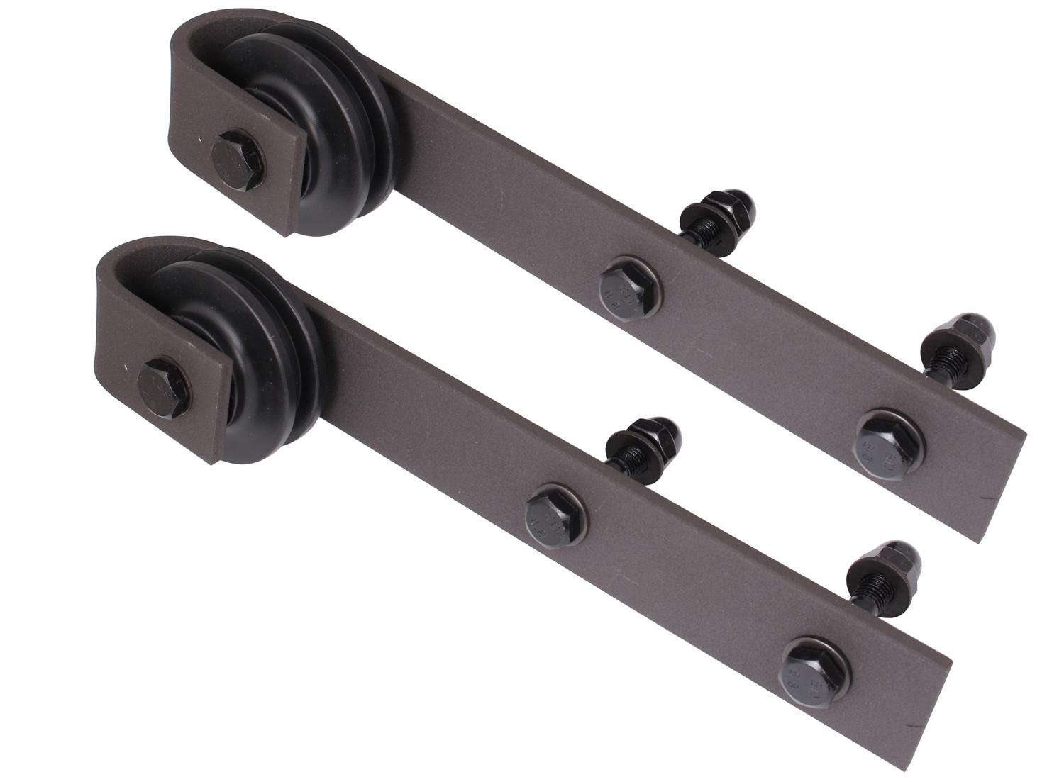 TMS 6.6 FT Country Dark Coffee Steel Sliding Barn Wood Door