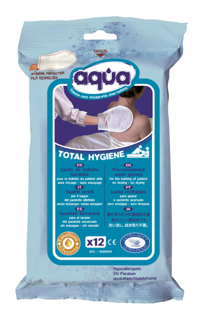 No Rinse Aqua Wash Gloves (Pouch of 12 Gloves) Health