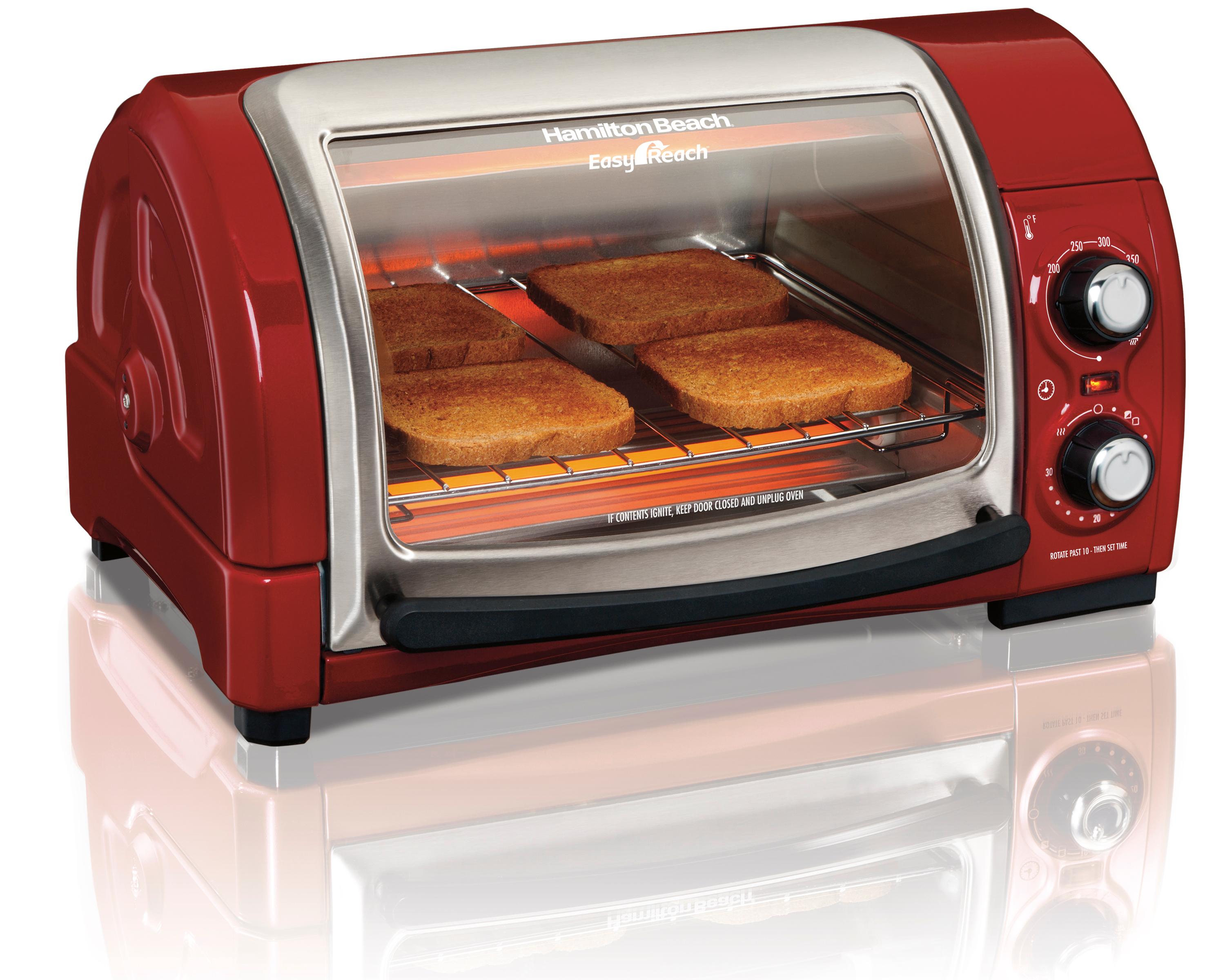 Hamilton Beach Easy Reach Toaster Oven, Red (31337