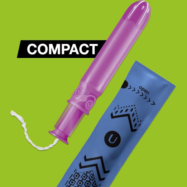 U by Kotex Click Compact Tampons, Regular/Super Absorbency, Unscented, 34 Count