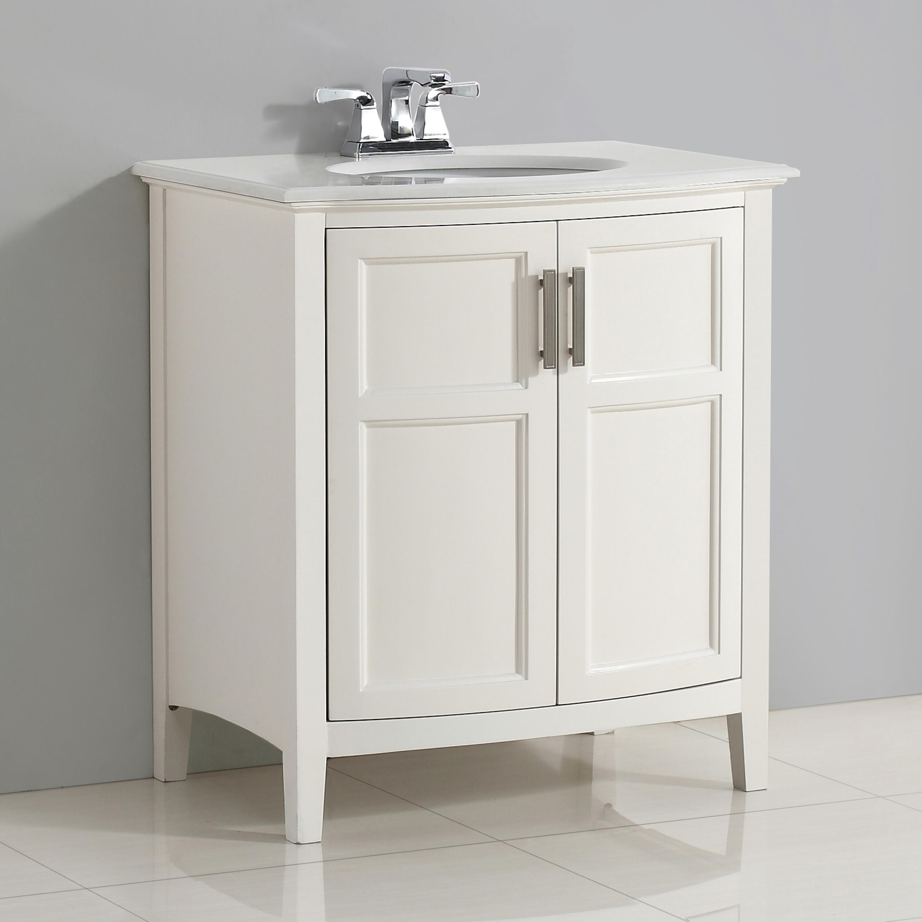 Simpli Home 4AXCVWNRW30 Winston 30 inch Contemporary Bath Vanity in Soft Bombay White