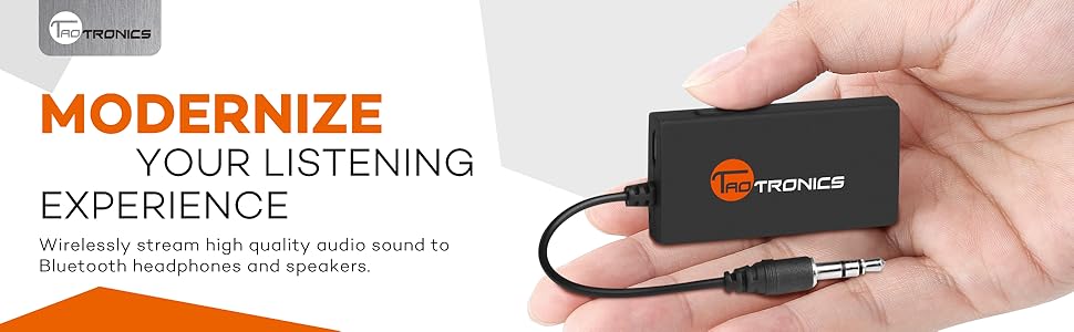 Bluetooth Transmitter, TaoTronics Wireless Portable Transmitter (Connected to 3.5mm Audio Devices,