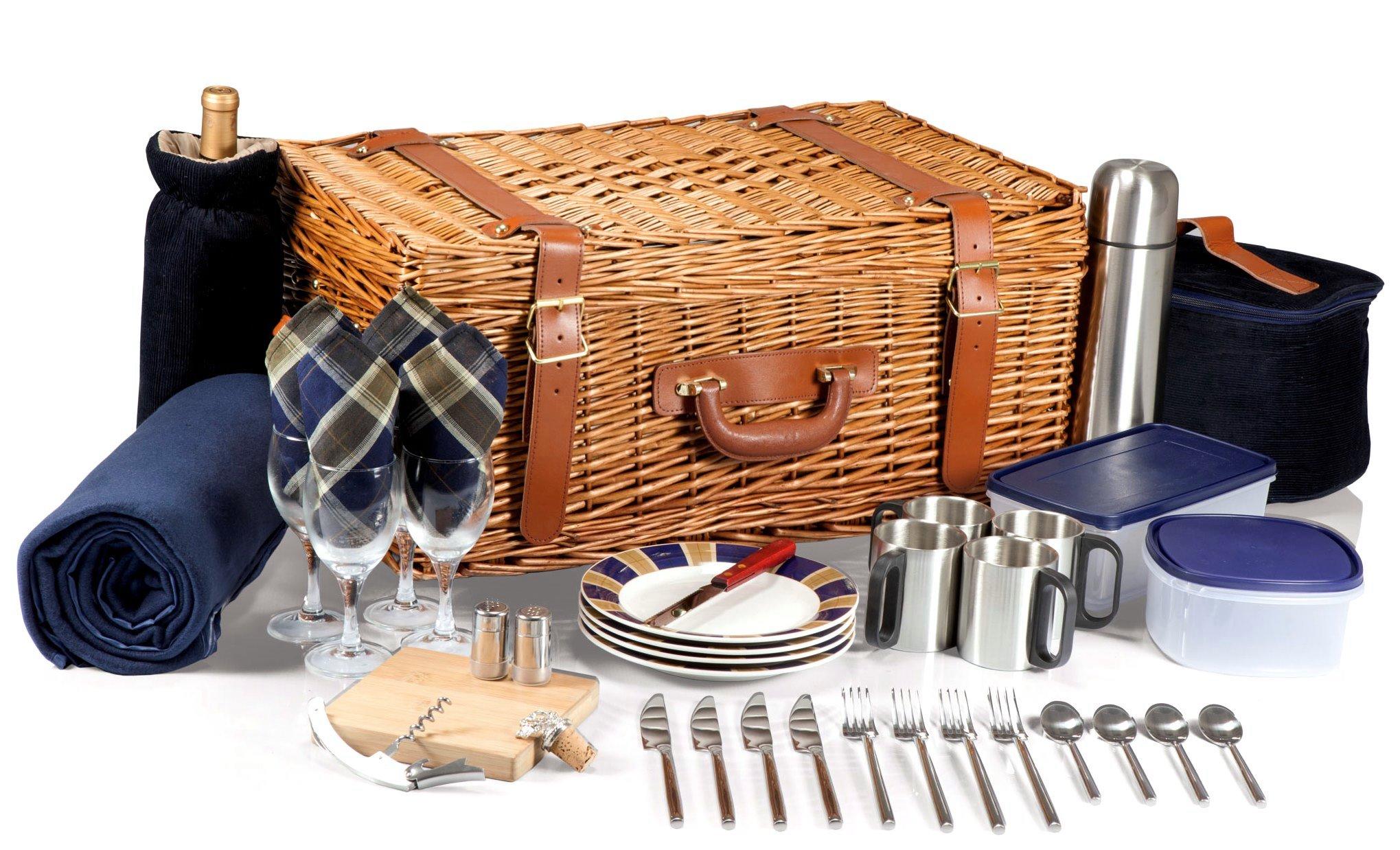 Picnic Time 'Windsor' EnglishStyle Willow Picnic Basket