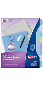 Write and erase dividers, erasable dividesrs
