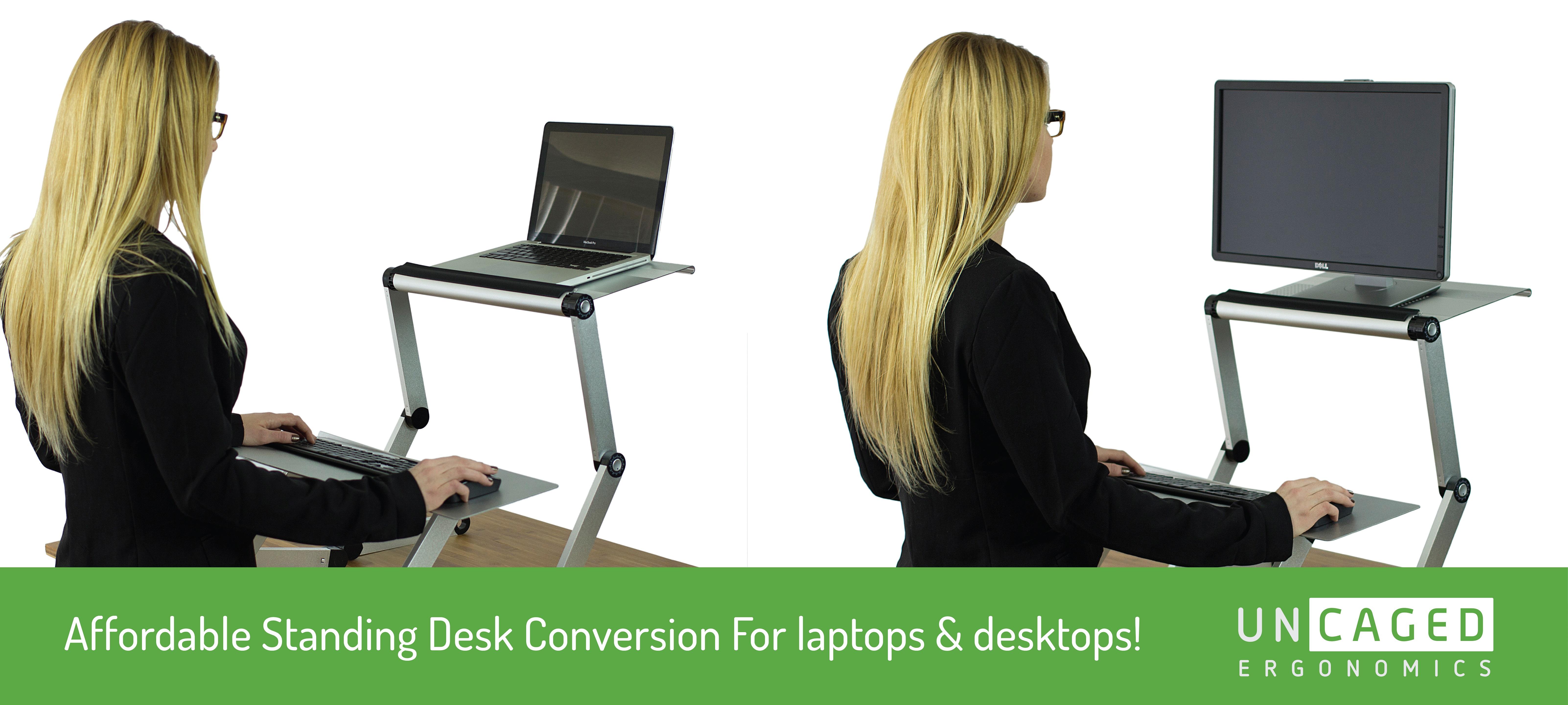 WorkEZ Standing Desk Conversion Kit with 2 fans & 3 usb