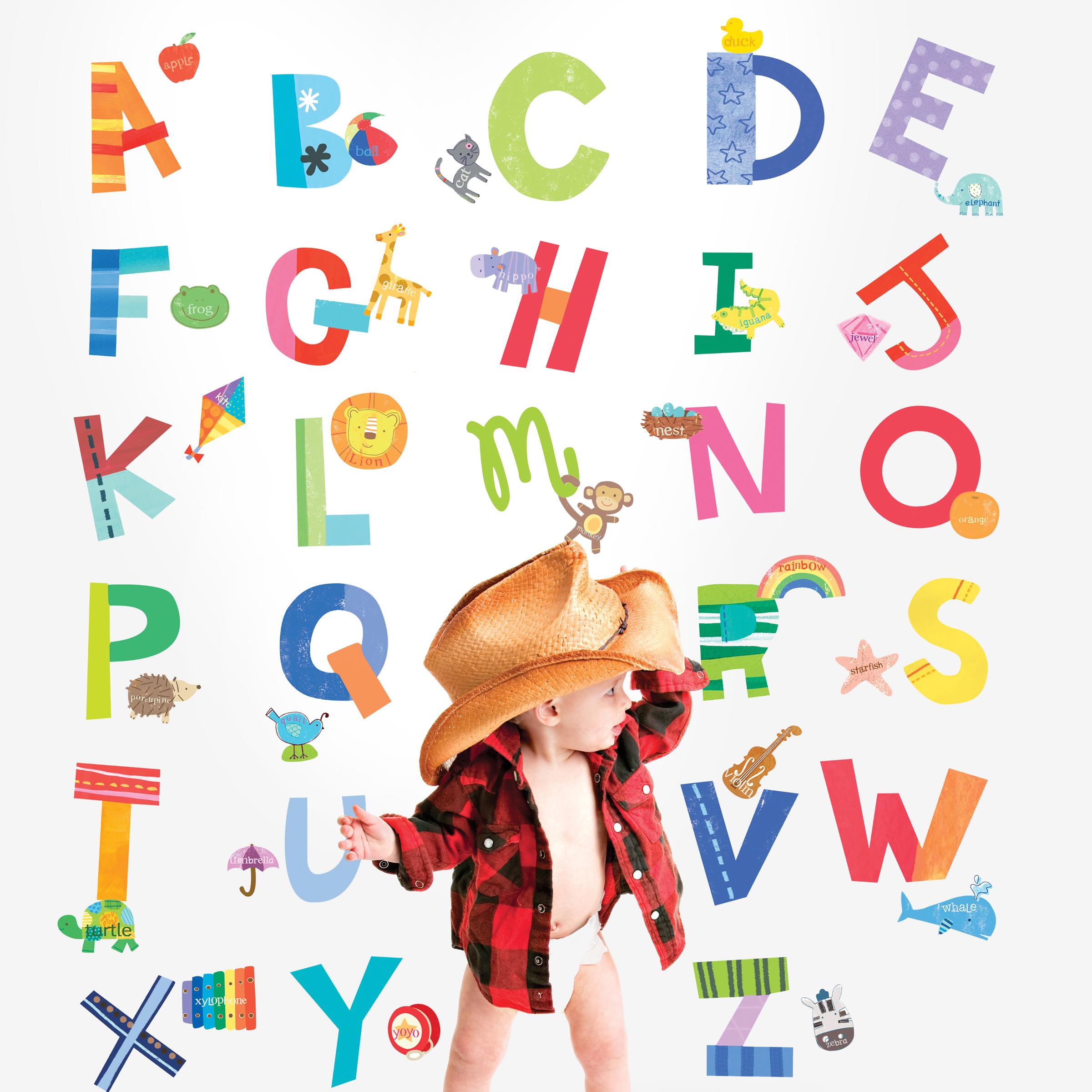 Wallies Wall Decals, Alphabet Fun Wall Stickers, Includes