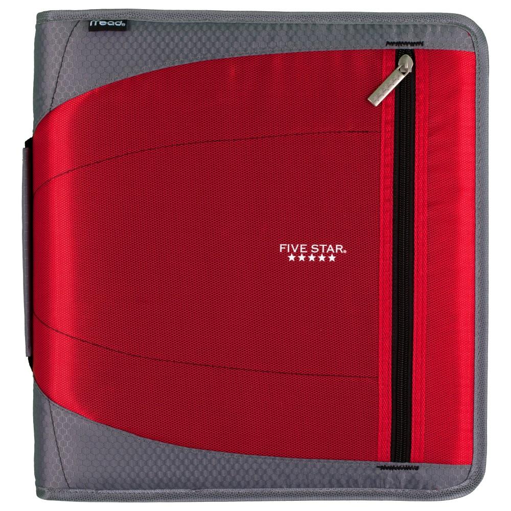 Five Star Zipper Binder, 2 Inch 3 Ring Binder, File Folders, Red / Gray (29036BE7