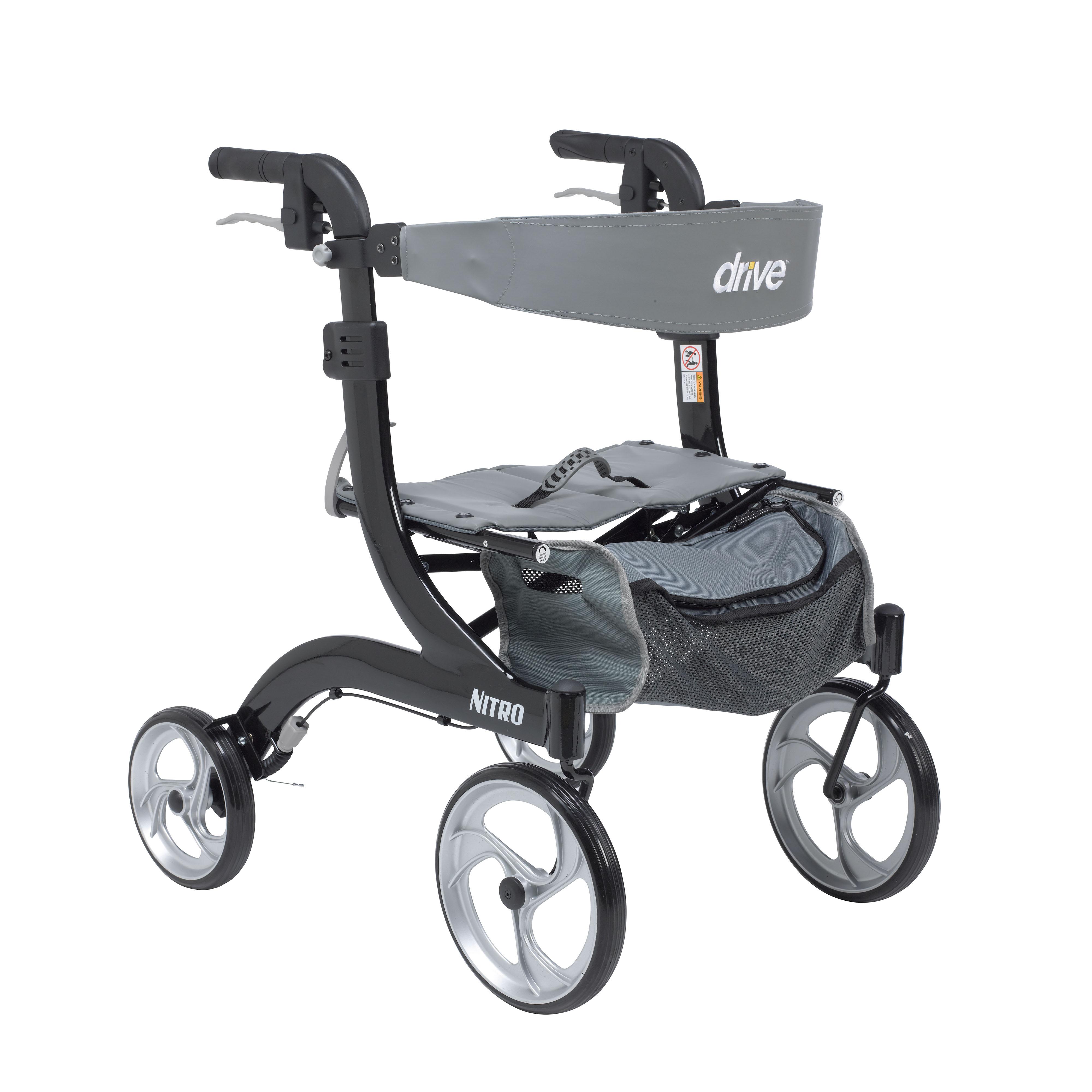 Drive Medical RTL10266BKH Nitro Euro Style Walker Rollator, Petite, Black Health