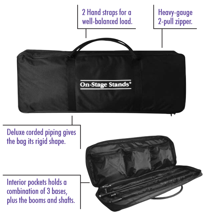On Stage Microphone Stand Carry Bag Musical Instruments