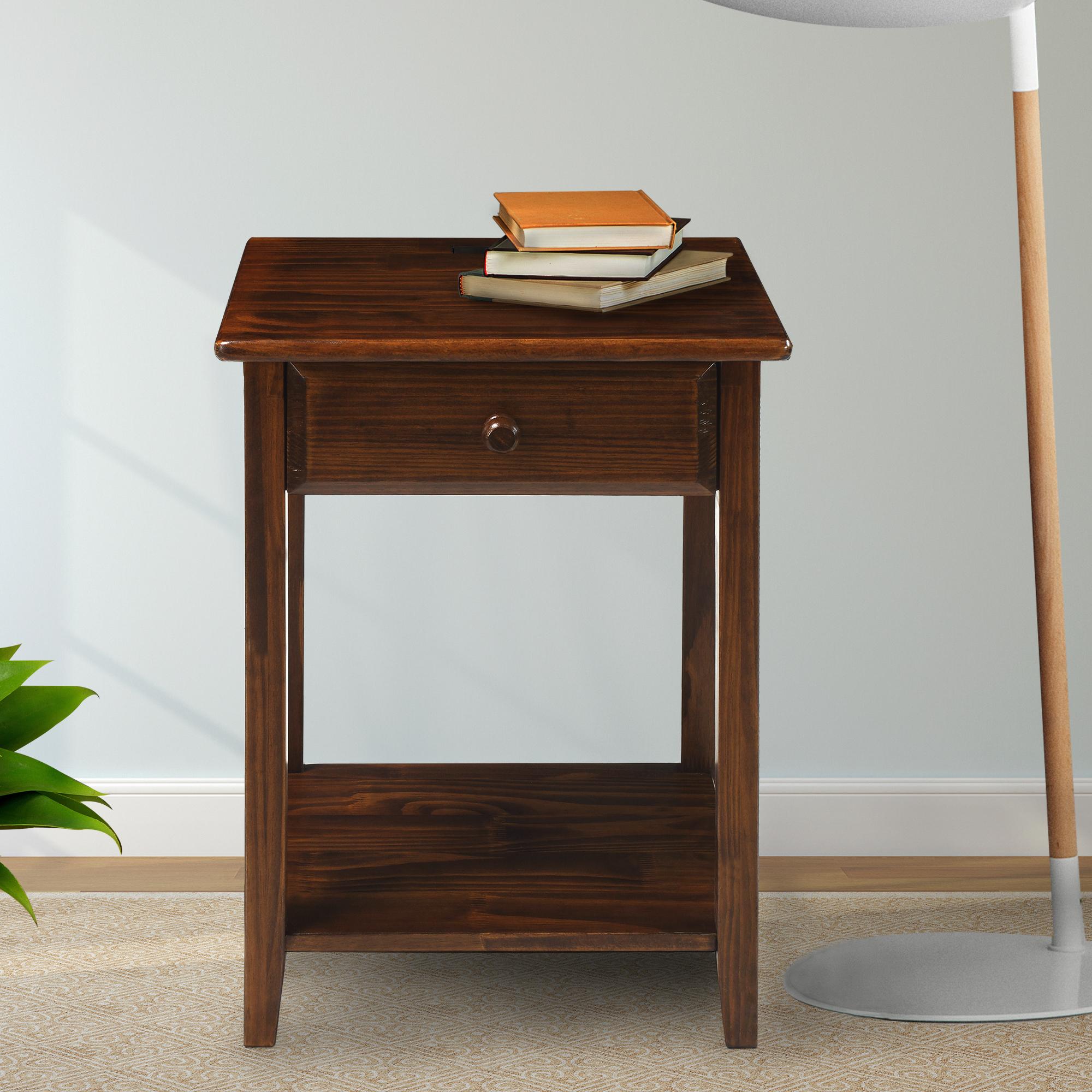 Casual Home Night Stand with USB Port, 24.5Inch, Warm