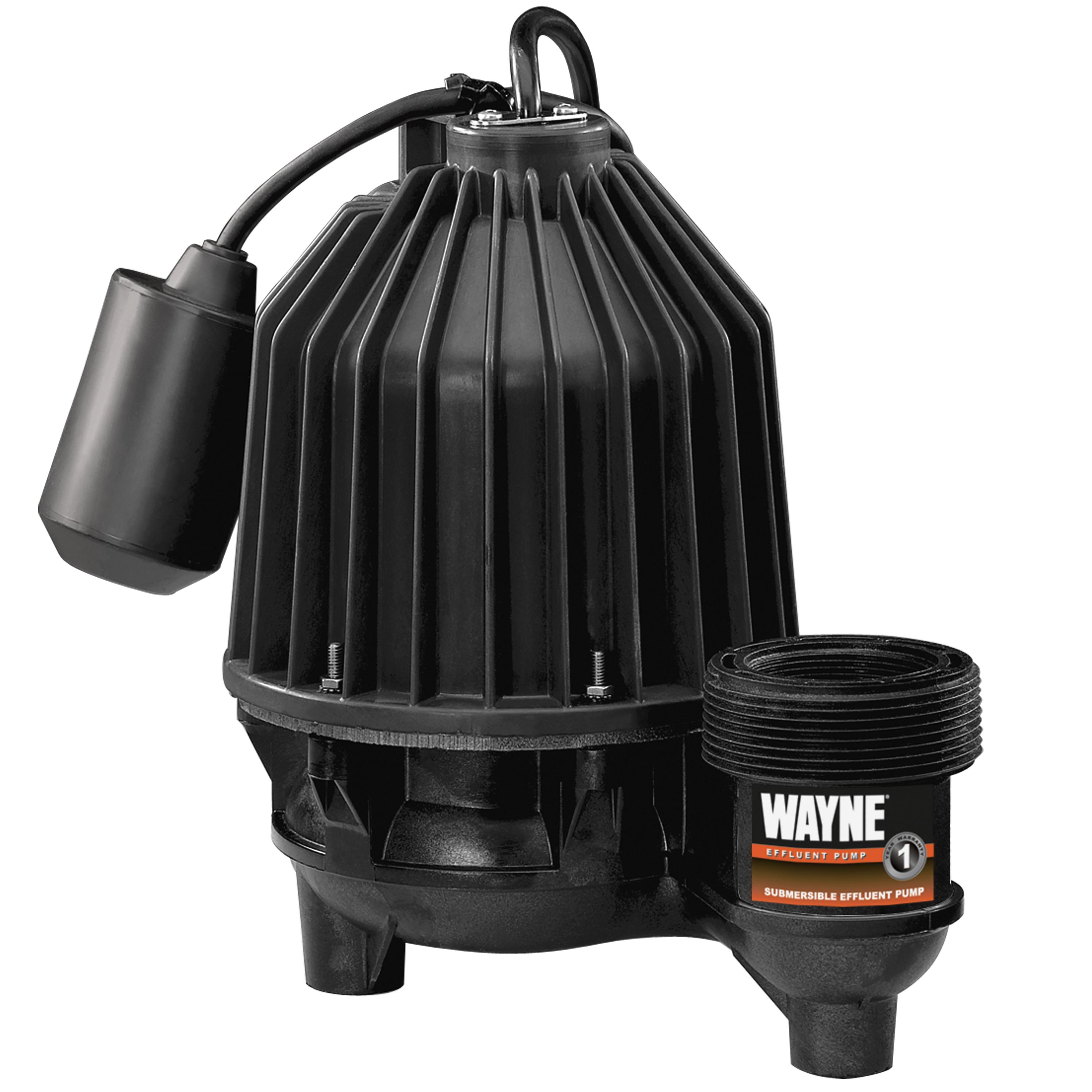 WAYNE EFL33 Thermoplastic Submersible/Effluent Pump With Piggy Back Tether Float Switch Sewage