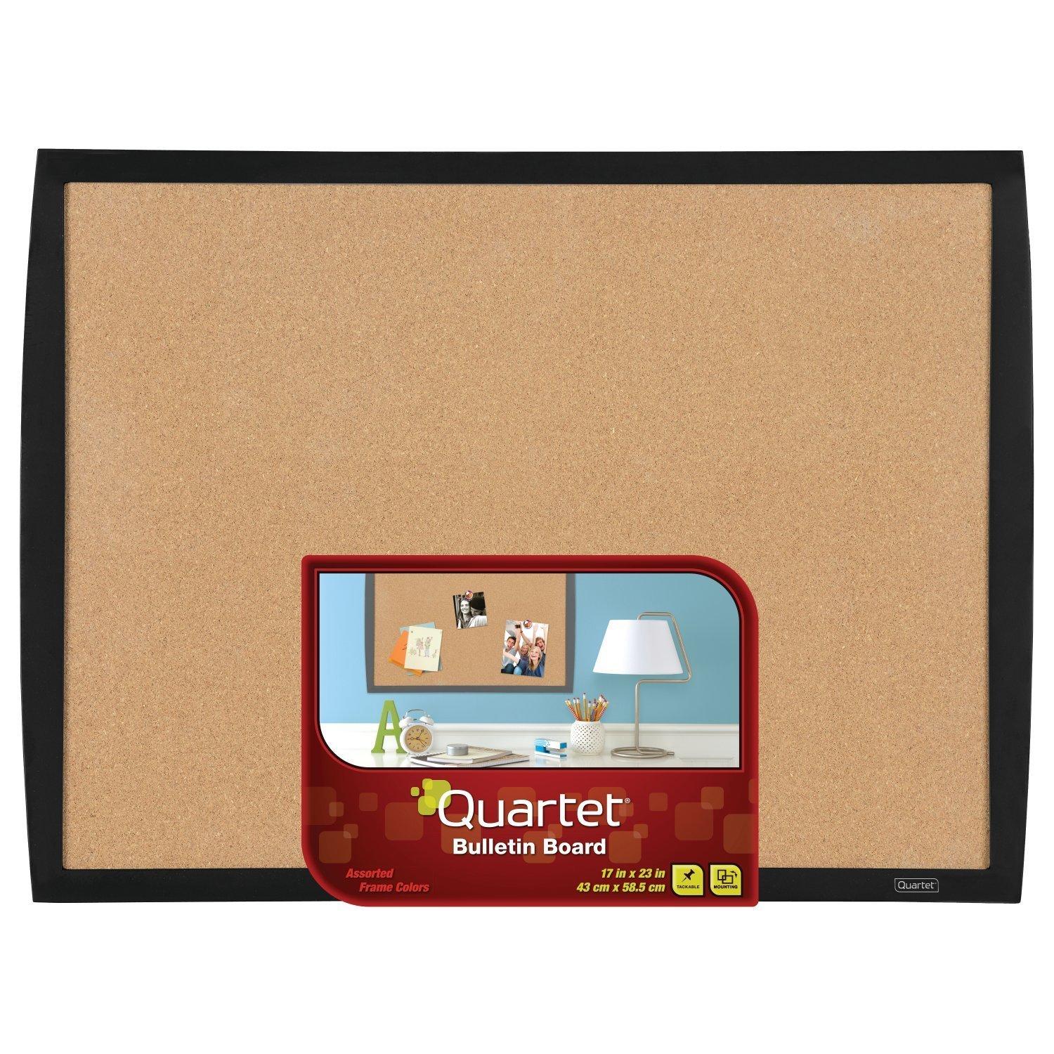 Quartet Cork Bulletin Board, 17"x23", Black Frame (33271