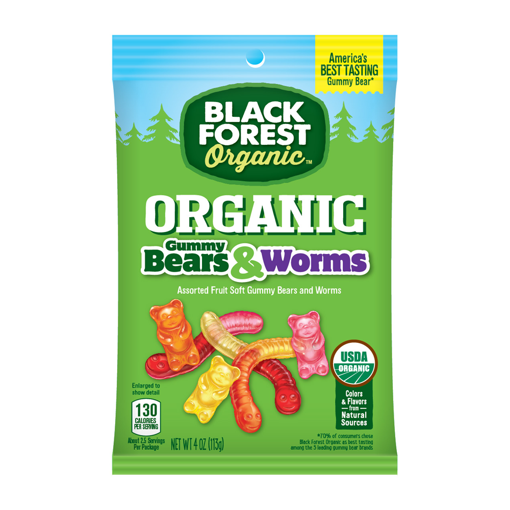 Black Forest Organic Gummy Bears & Worms Candy, 4 Ounce